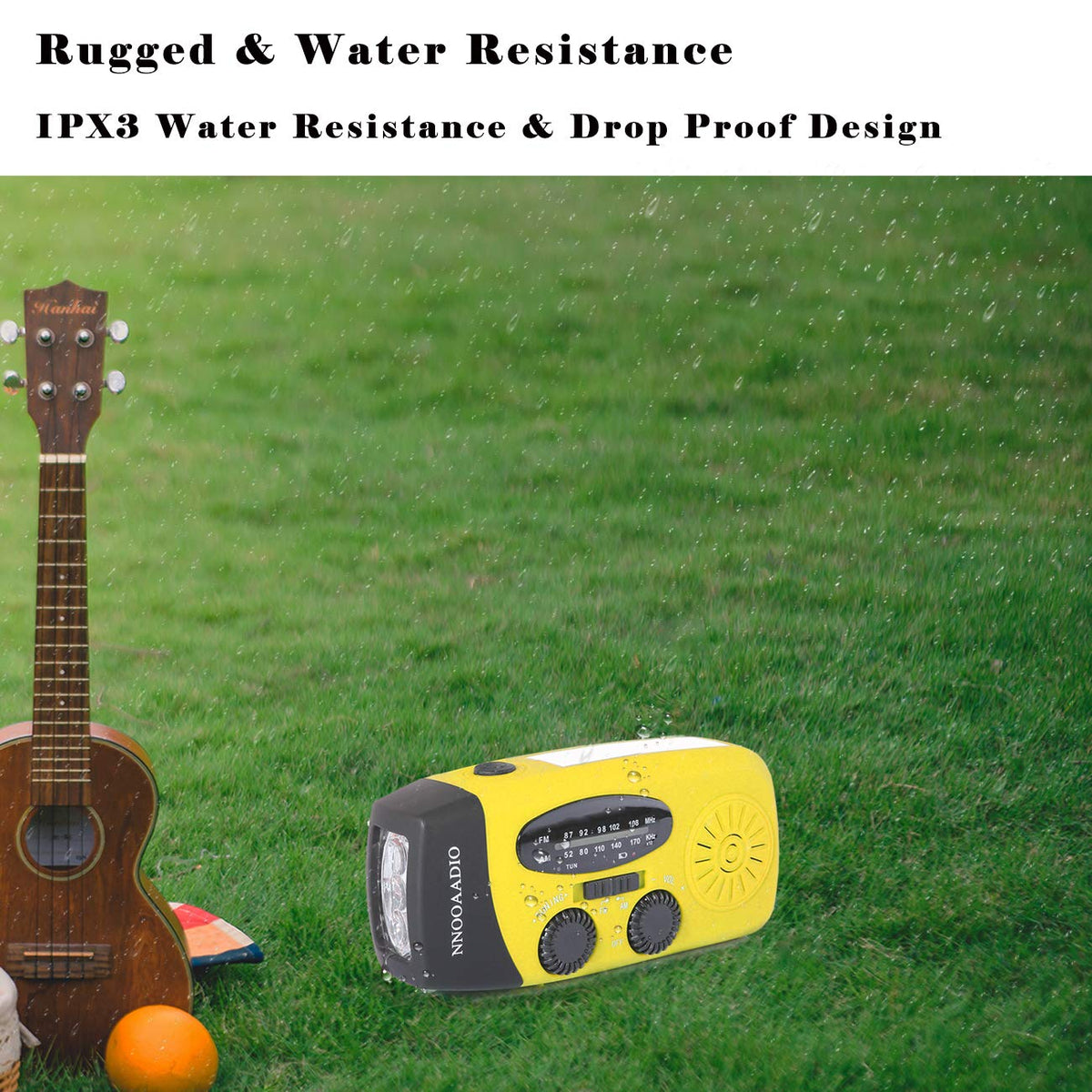 NNOOAADIO Wind Up Solar Hand Crank Radio, 2000mAh SOS Alarm for Camping