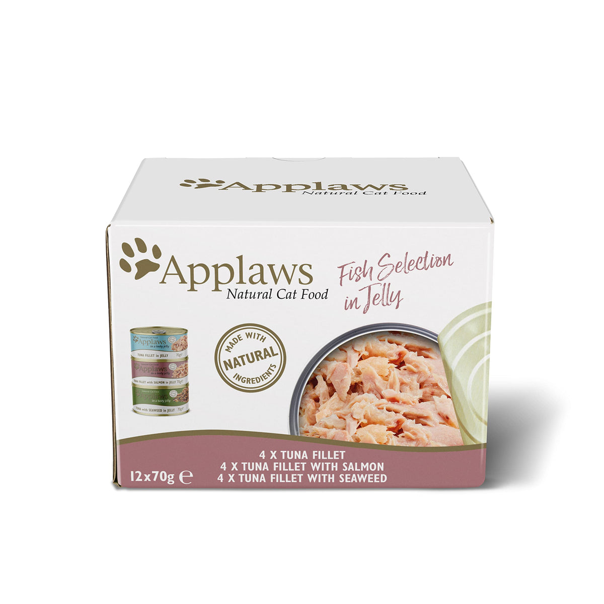 Applaws Natural Wet Cat Food, Multipack Fish Selection in Broth 70 g Tin (Pack of 12)