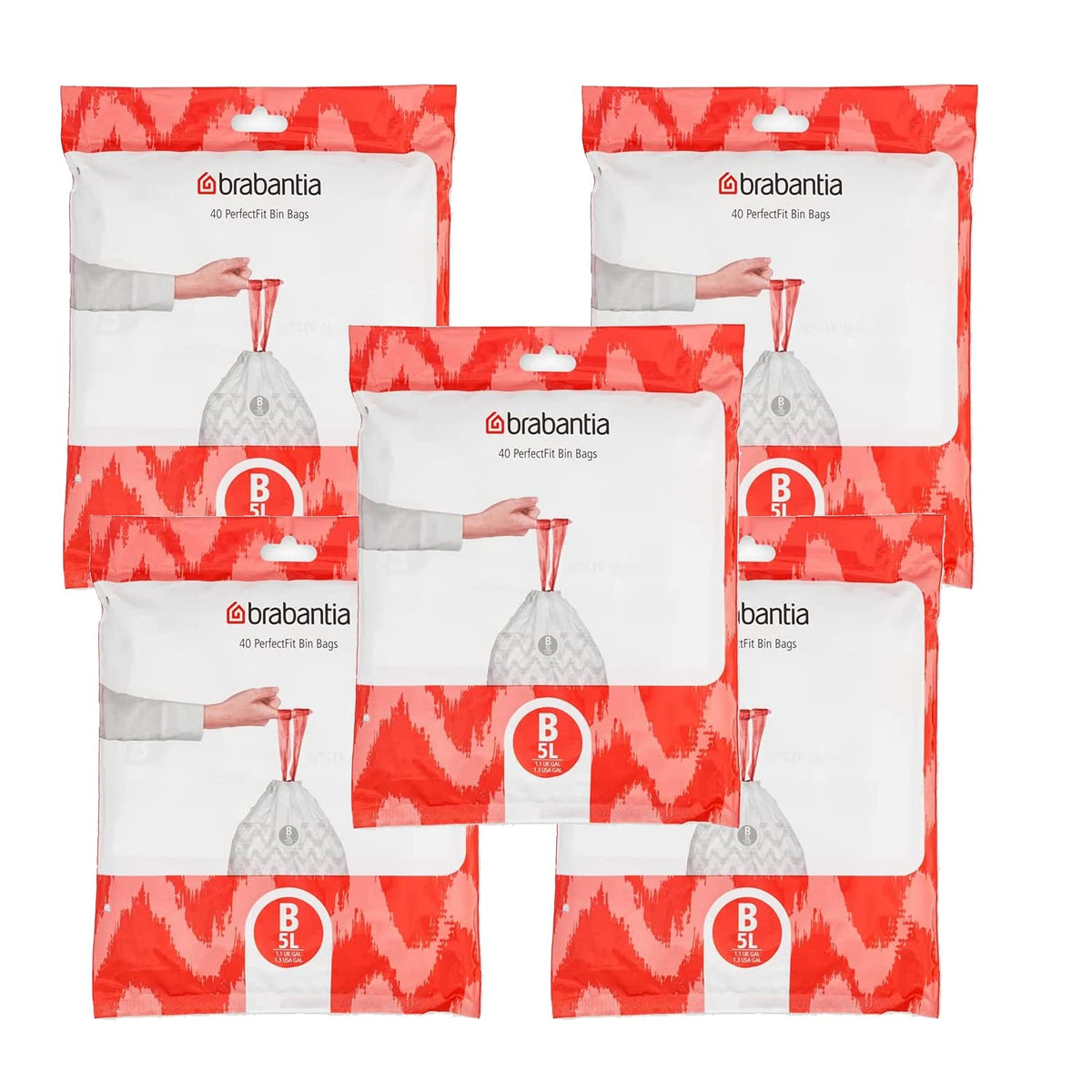Brabantia Heavy Duty Perfect Fit Bin Liners (5 Packs of 20) 10-12 Litre
