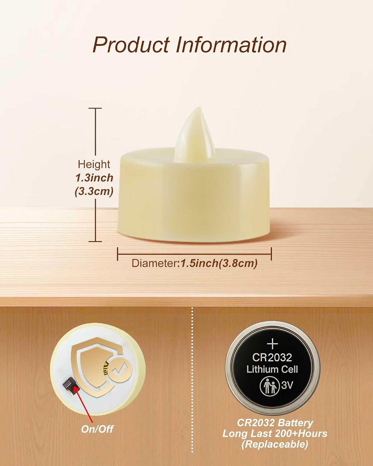 Homemory Led Battery Operated Tea Lights, Fake Electric Flickering Candles
