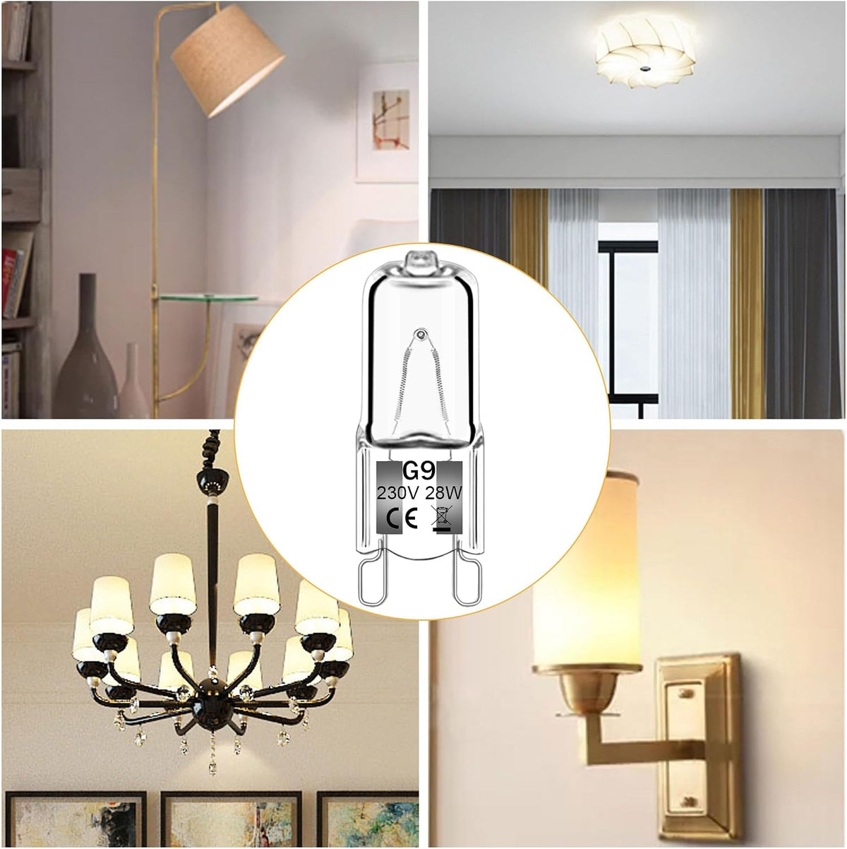 Haraqi 12 Pack G9 Halogen Bulbs 28W 230V 2800K Warm White 310Lm