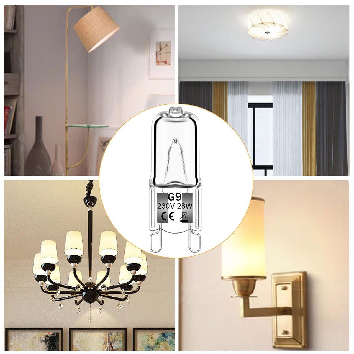 Haraqi 12 Pack G9 Halogen Bulbs 28W 230V 2800K Warm White 310Lm