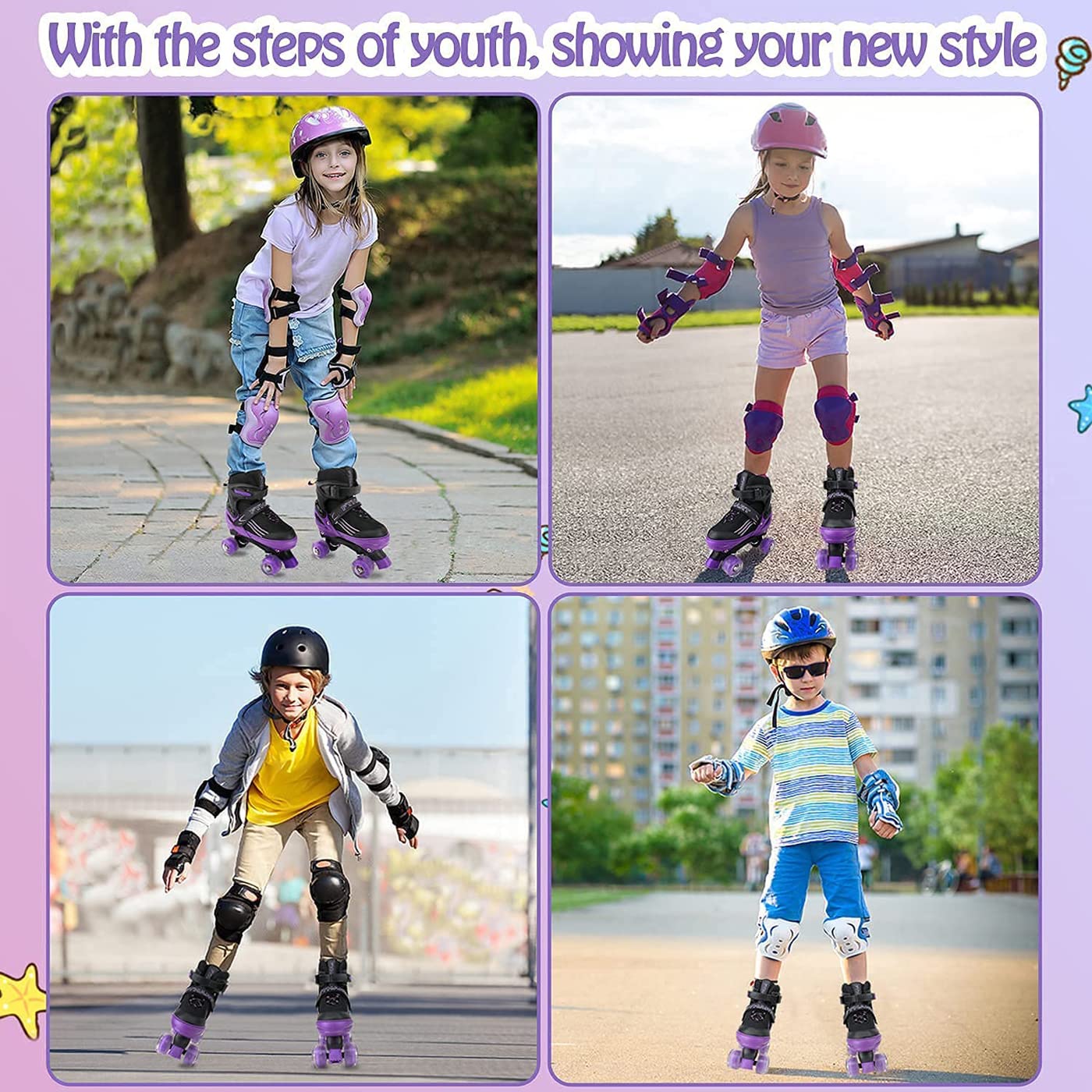 Kids Roller Skates for Girls Boys Adjustable Roller Skates with Light Up Wheels, Fun Illuminating for Girls Boys, Suitable for Both Indoor and Outdoor Use