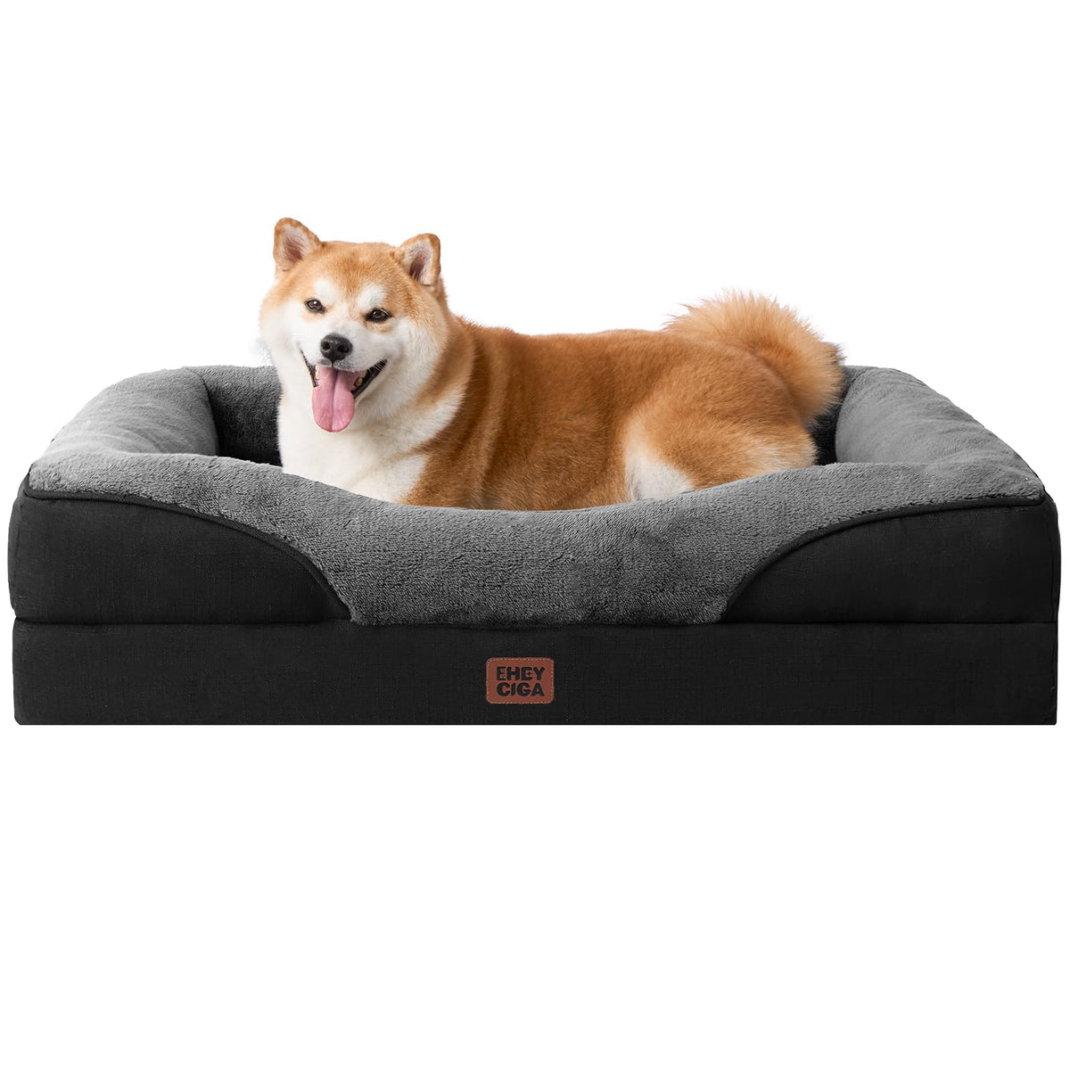 EHEYCIGA Memory Foam Orthopedic Dog Beds Large, 91x68x17cm, Dark Grey