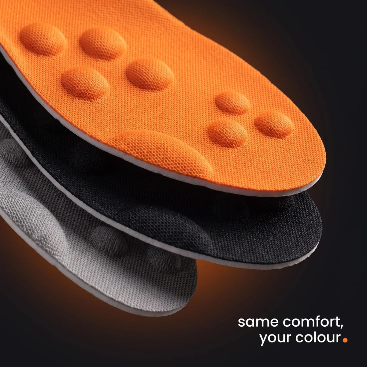 Original Stepprs Comfort Boosting Massage Insoles, 4D Memory Foam Thermal Insoles with Arch Support for Men and Women (Orange, EU 45-46)