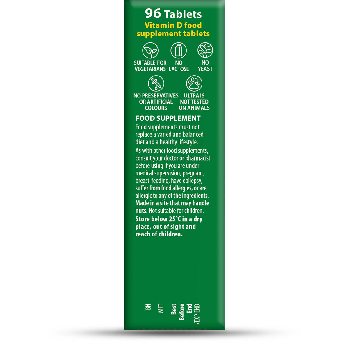 Vitabiotics Ultra Vitamin D3 1000IU, Vitamin D3 Tablets, 96 Tablets
