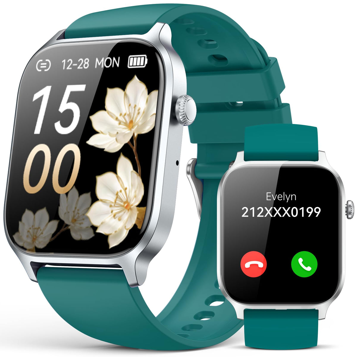 Smart Watch for Men Women- Answer/Make Call, 2024 IP68 Waterproof Fitness Tracker Watch with Sleep Step Counter Activity Smartwatch for Samsung Android iPhone iOS (Black-Blue, 1.83)
