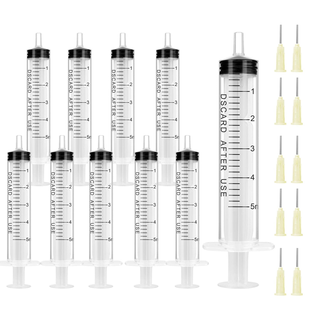 OFFCUP Plastic Syringes, 8pcs No Needle Syringe, 10ml Liquid Measuring Syringe with Luer Slip Tip for Refilling and Measuring Liquids, Scientific Labs Experiment, Feeding Pets (No Needle)