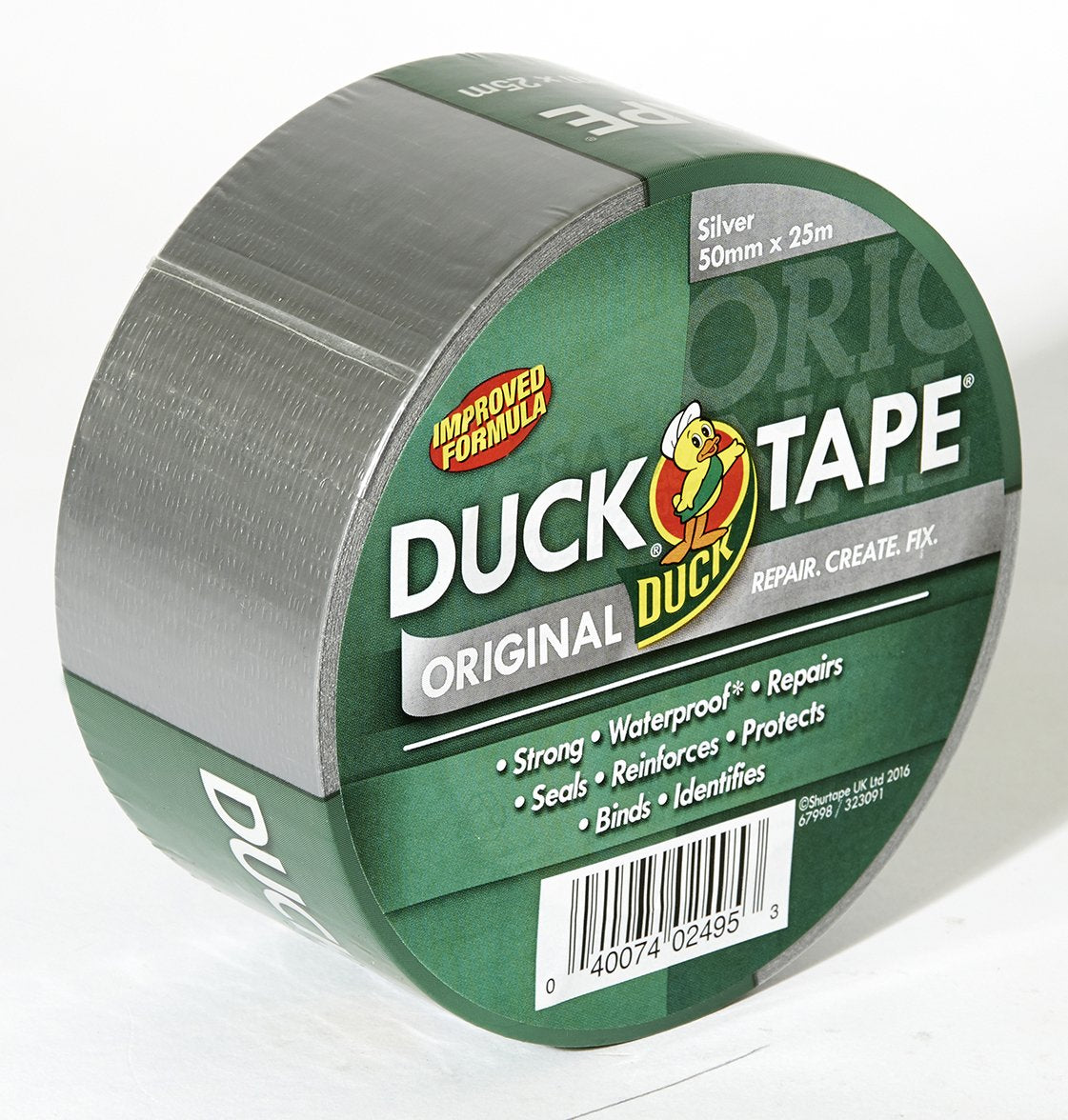 Duck Tape Original White Duct Tape, 50mm x 25m Heavy Duty, Waterproof Gaffer, Gaffa Sticky Tape, Strong Adhesive Cloth Repair Tape, Suitable for Packing boxes, Moving House, Parcels or Packaging