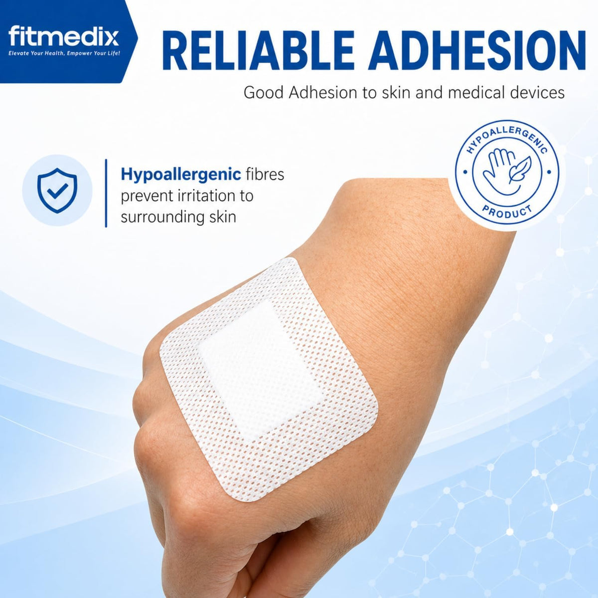 FitMedix Adhesive Wound Dressings (80mm x 100mm)- **Pack of 10** Sterile Dressings for Wounds, Cuts, Grazes, Diabetic Leg Ulcers, Venous Leg Ulcers & Small Pressure Sores- Hypoallergenic Plasters