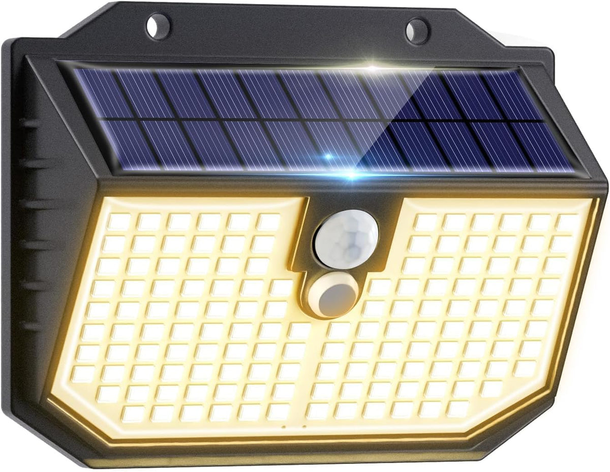 nipify Solar Lights,Upgraded 3000K Warm Solar Garden Lights,3 Modes Motion Sensor and IP65 Waterproof Solar Lights Outdoor Garden for Outside Shed Driveway Backyard Garage Walkway Wall Fences