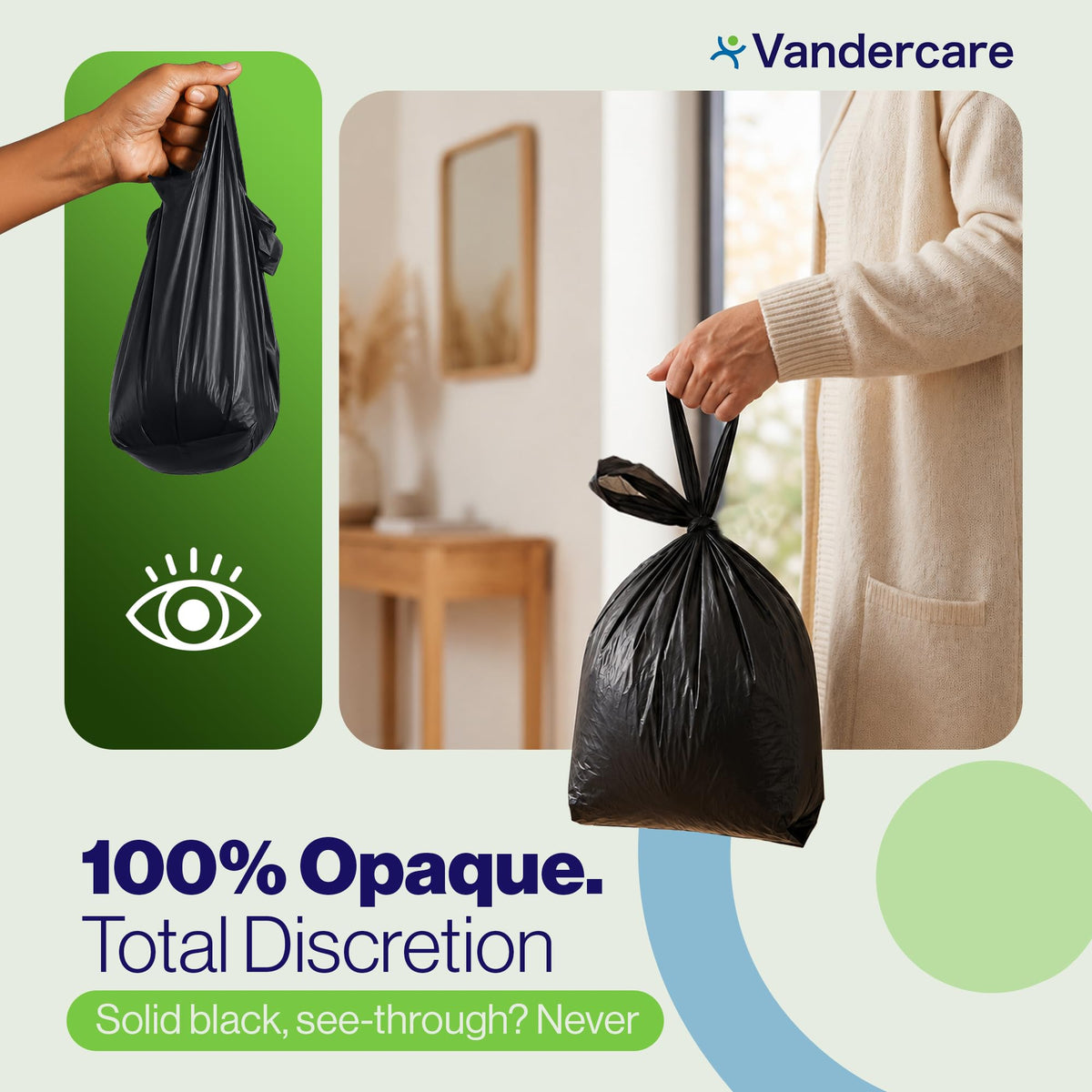 Adult Nappy Bags | 100 Pack | Sanitary Disposable Sacks for Large Incontinence Pads | 25% Thicker | Easy Tie Handles | Bag Extra Strong Thick | Fragrance Free Odourless Discrete