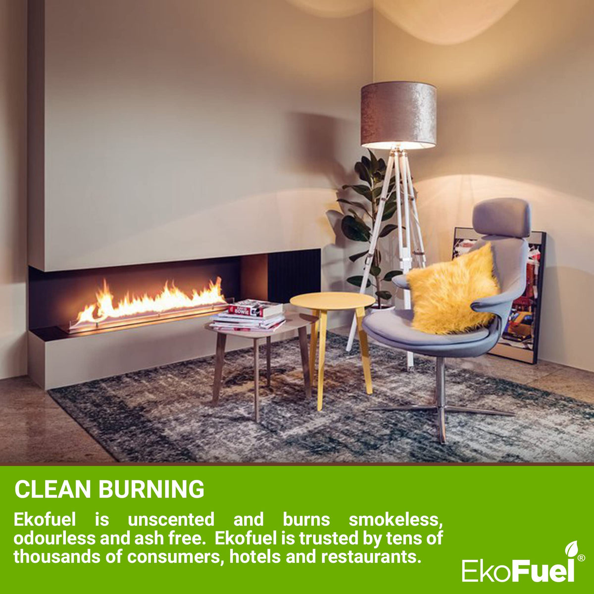 EKOFUEL (12 x 1 Litre) Premium Bioethanol Fuel – Liquid Fuel for Fires Pits, Fireplace | High Purity Clean Burning Bio | Indoor & Outdoor Ethanol Fuel
