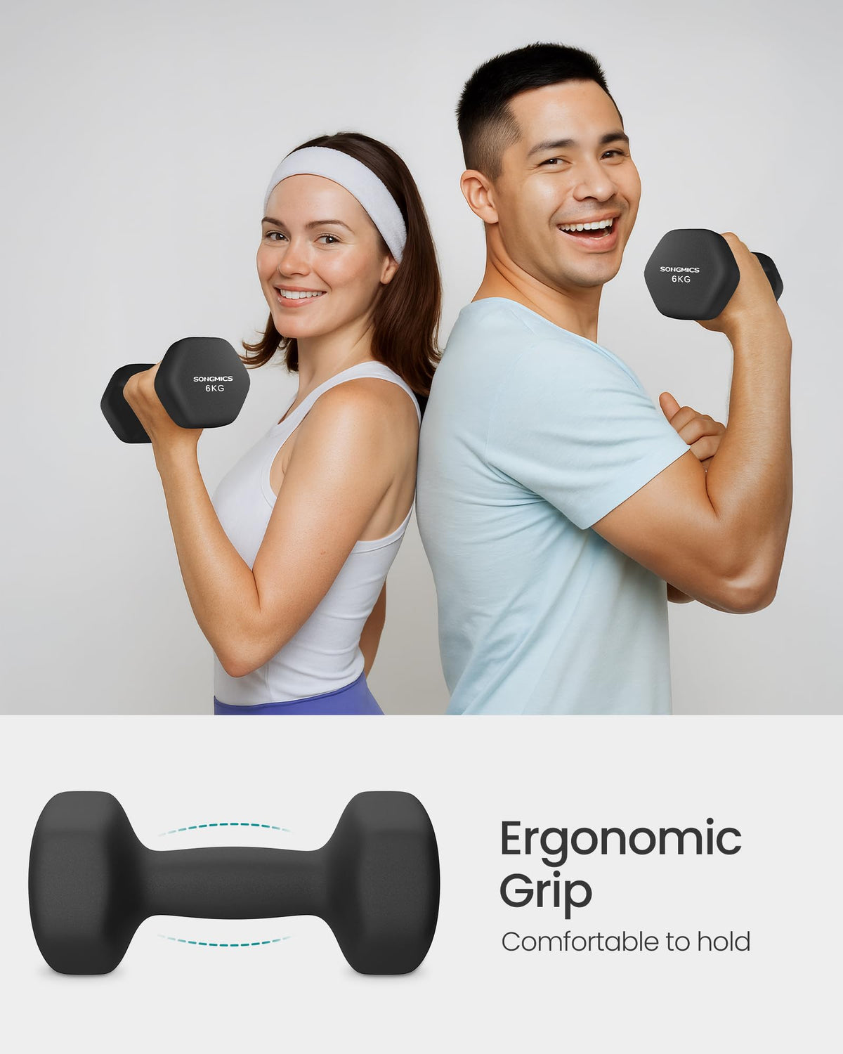 SONGMICS Set of 2 Hex Dumbbells with Neoprene Coating for Strength Training, Fitness, Home Workout