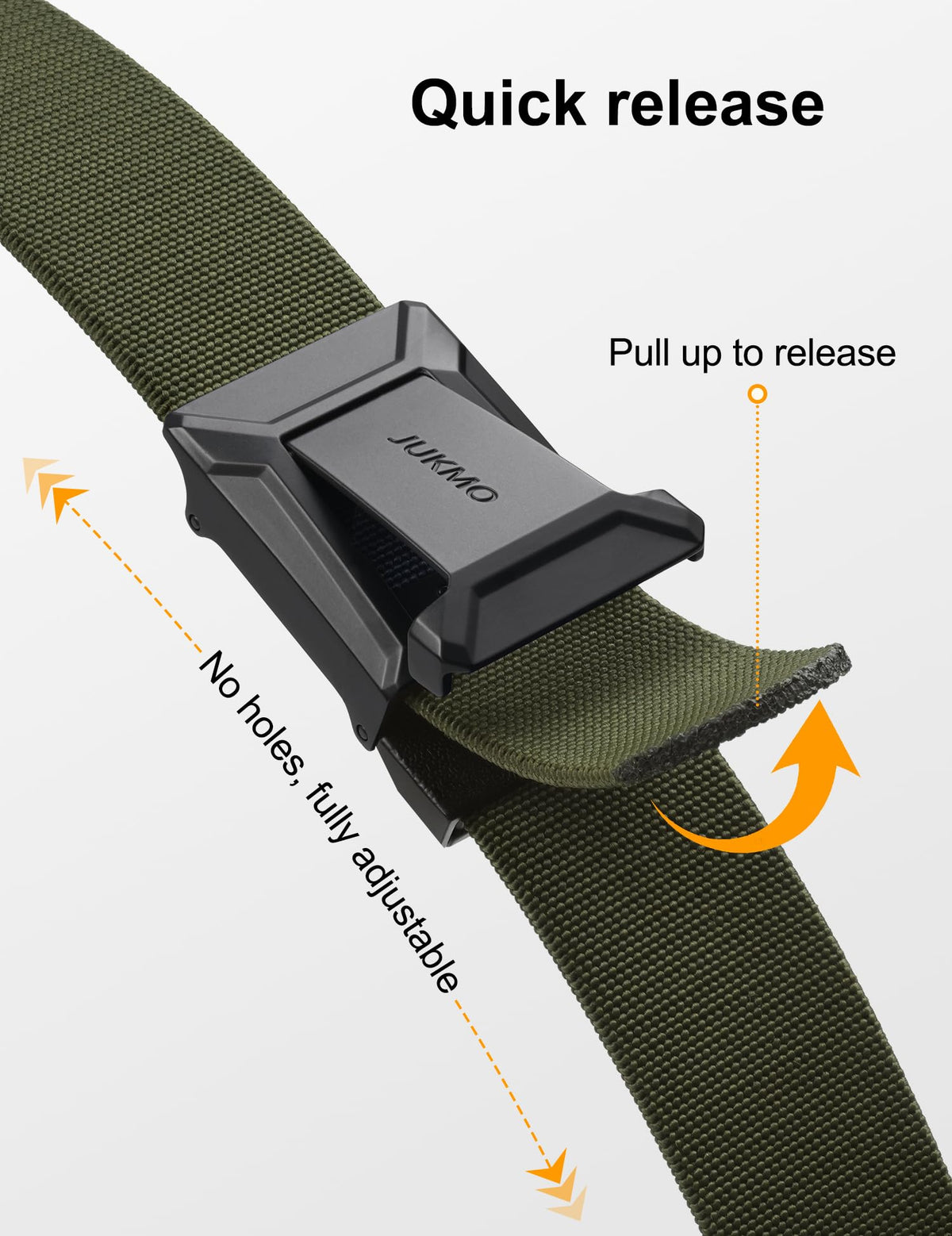 JUKMO Stretch Tactical Belt for Men, Military Work Rigger Hiking 1.5" Elastic Nylon Web Ratchet Quick Release Belt in Gift Box