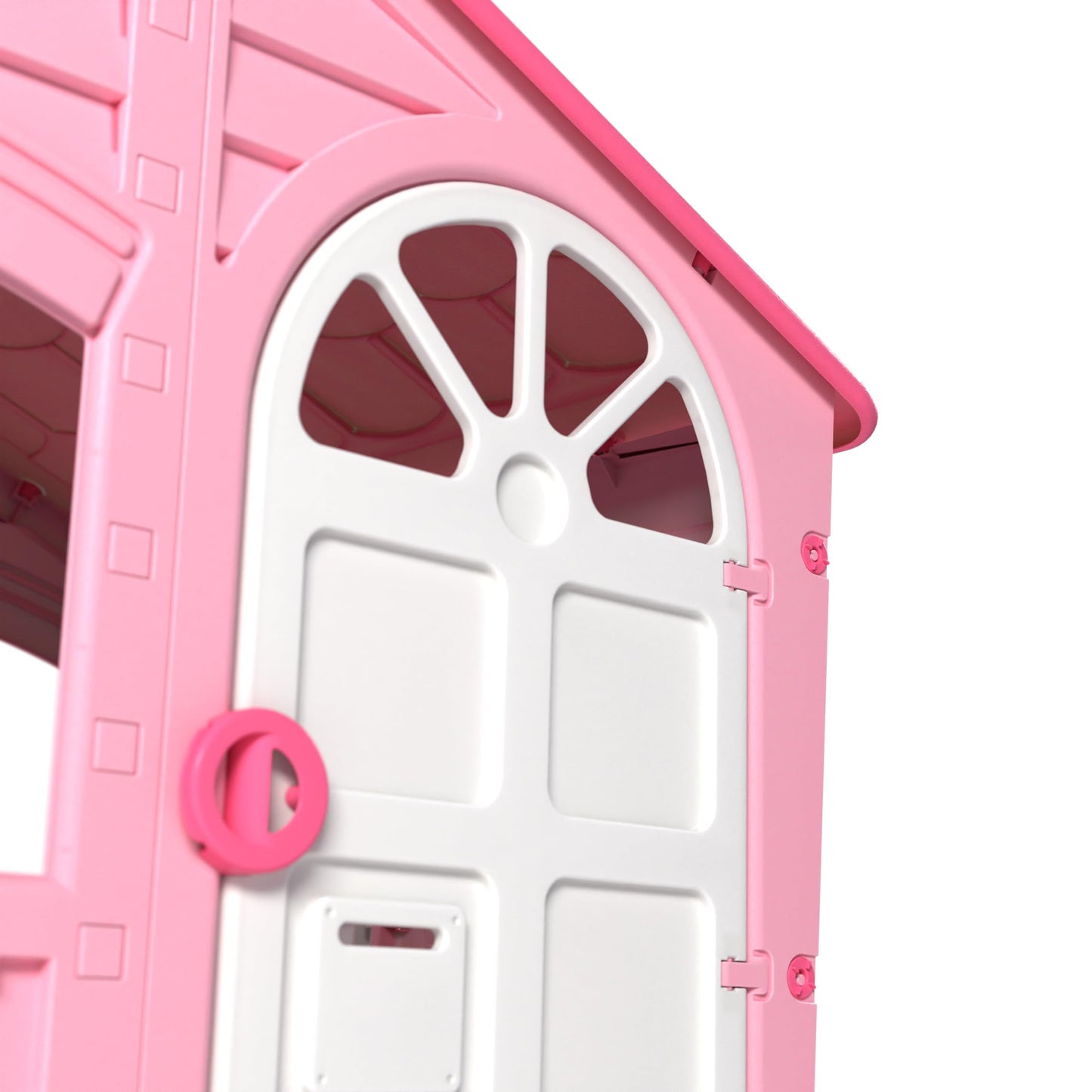 House of Fun Playhouse for Kids - Indoor and Outdoor - Work Door and Windows - Pink and White Candy Yarn - Children Ages 2+