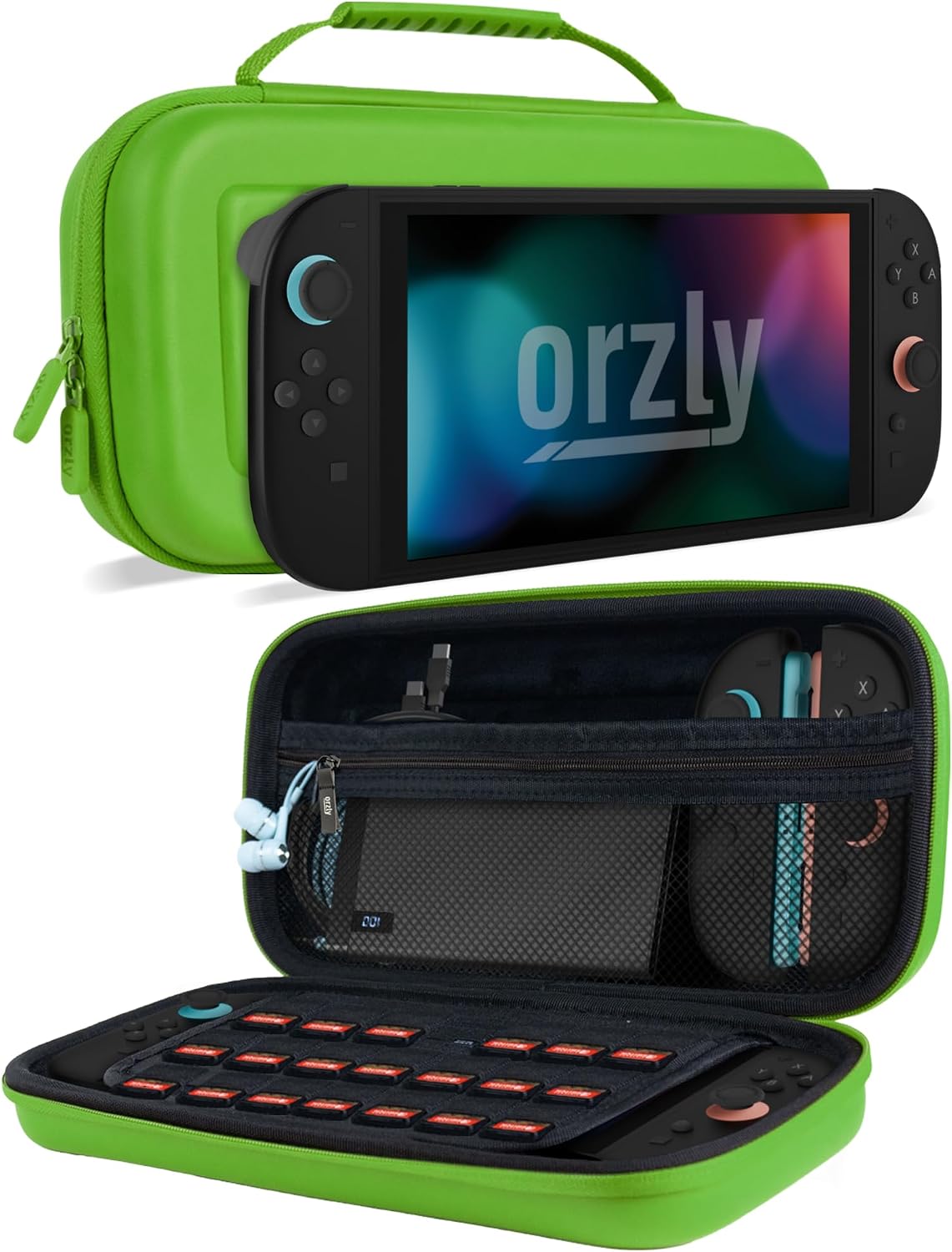 Orzly Carry Case for Nintendo Switch Lite Protective Hard Shell Portable Travel Carry Case with Storage for Accessories & Game Cartridges (Red & White)