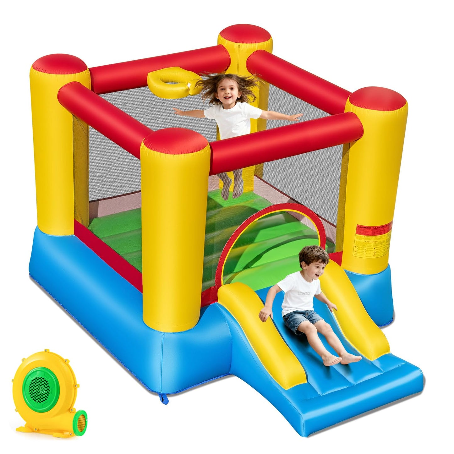 Maxmass Kids Inflatable Bouncy Castle with Slide & Basketball Hoop — 297x203x189cm | Ages 6-14