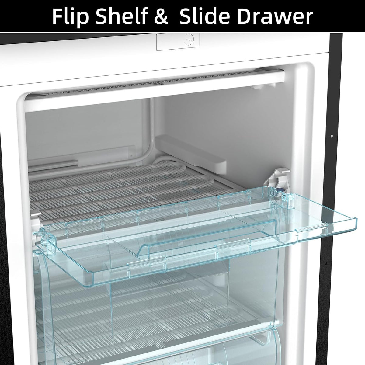 CHiQ 145L Upright Freezer with 4-Star Freezing & Reversible Door Black