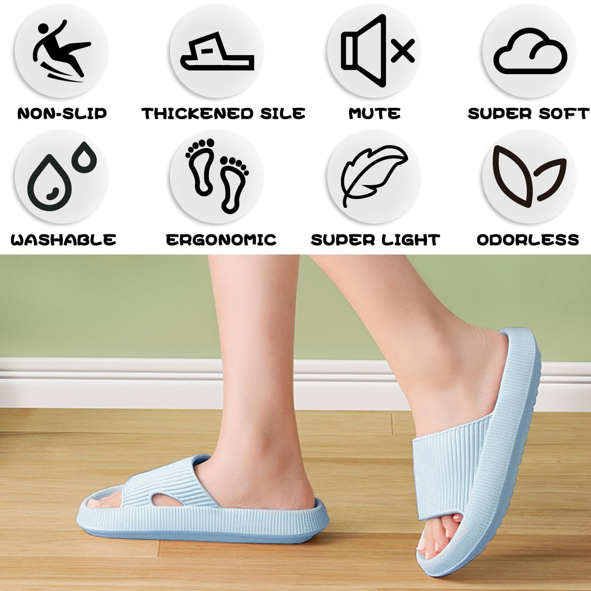 BHFRGAS Sliders Cloud Slippers Women Men，Non-Slip Mens Womens Slippers Cloud Sliders，Soft Flip Flops with Thick Sole for Shower Bathroom Pool Beach