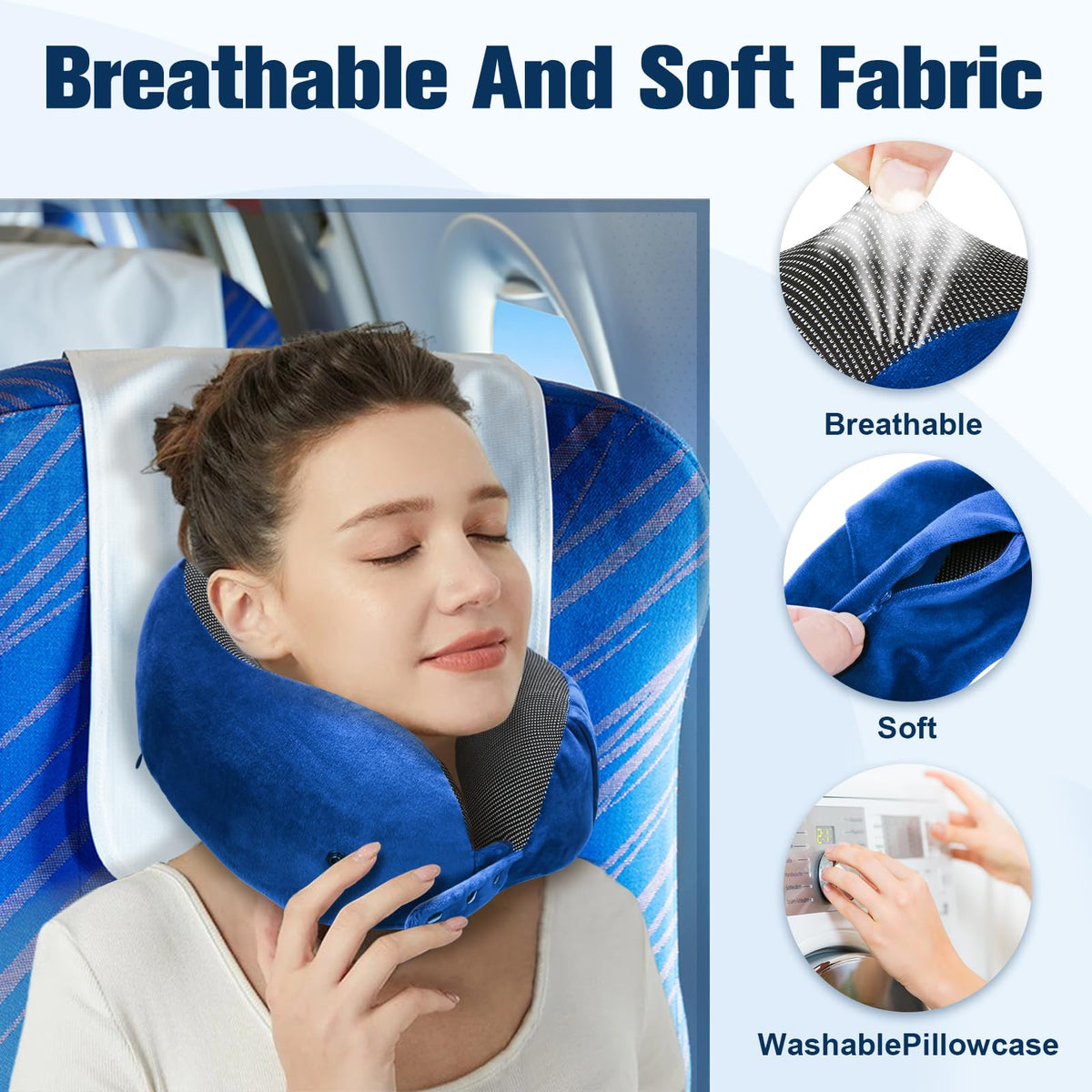 Cirorld Travel Pillow for Airplane, Neck Pillow for Travel, Memory Foam Travel Neck Pillow for Adults, Adjustable & Compact Flight Pillow, Ergonomic Neck Cushion, With Ear Plugs, Eye Mask, Carry Bag