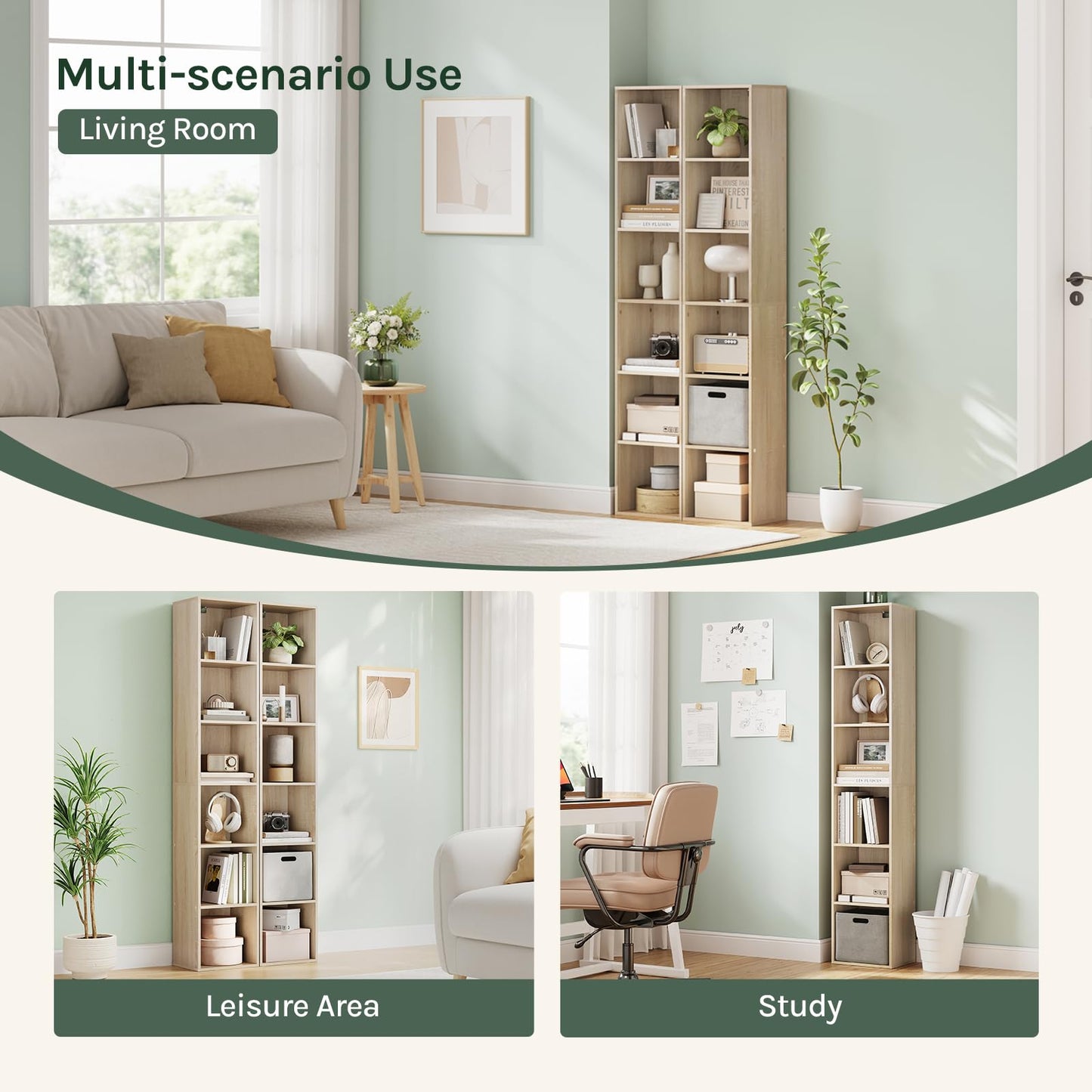 WOLTU Bookcase, White Book Shelf 6 Storage Cubes Unit, Tall Freestanding Bookcases for Living Room,Bedroom