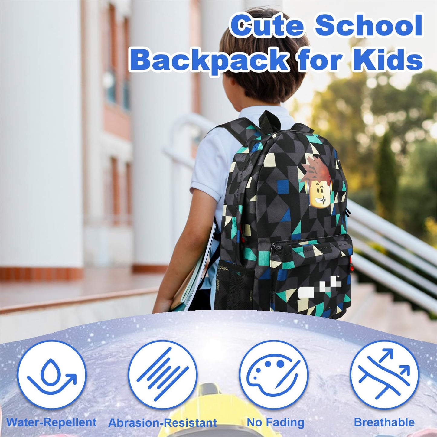 yumcute De-mn Backpack Kids, Teen Game School Bags, Children Primary Schoolbag, Children's School Backpack, 17 Inch Large Capacity Travel Rucksack Waterproof Boys Girls Book Bags for Aged 3-12 Years