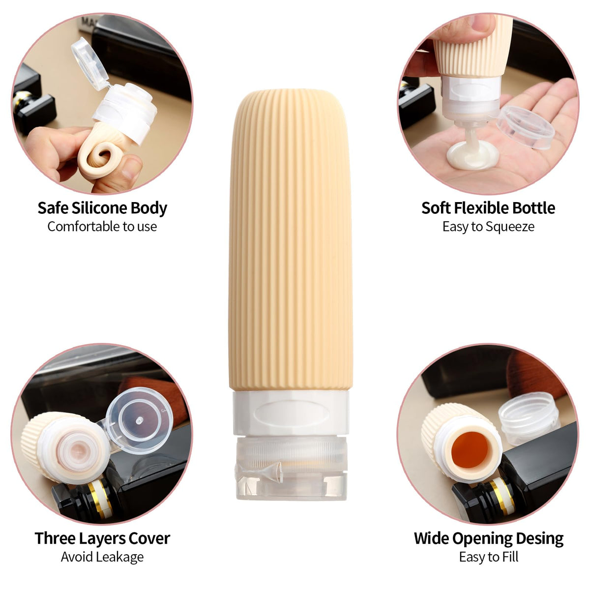 Mrsdry Travel Bottles for Toiletries, 16 Pack Silicone Travel Bottles Set, Leakproof Travel Size Toiletries, BPA Free Travels Containers for Toiletries, Traveler Accessories for Shampoo Conditioner