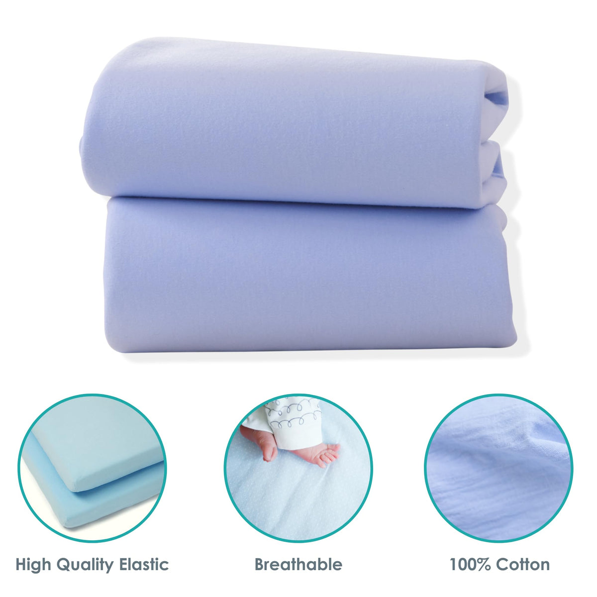 Clair de Lune 2 Pack Jersey Cotton Cot Bed Sheets 70 x 140 cm (Pink)