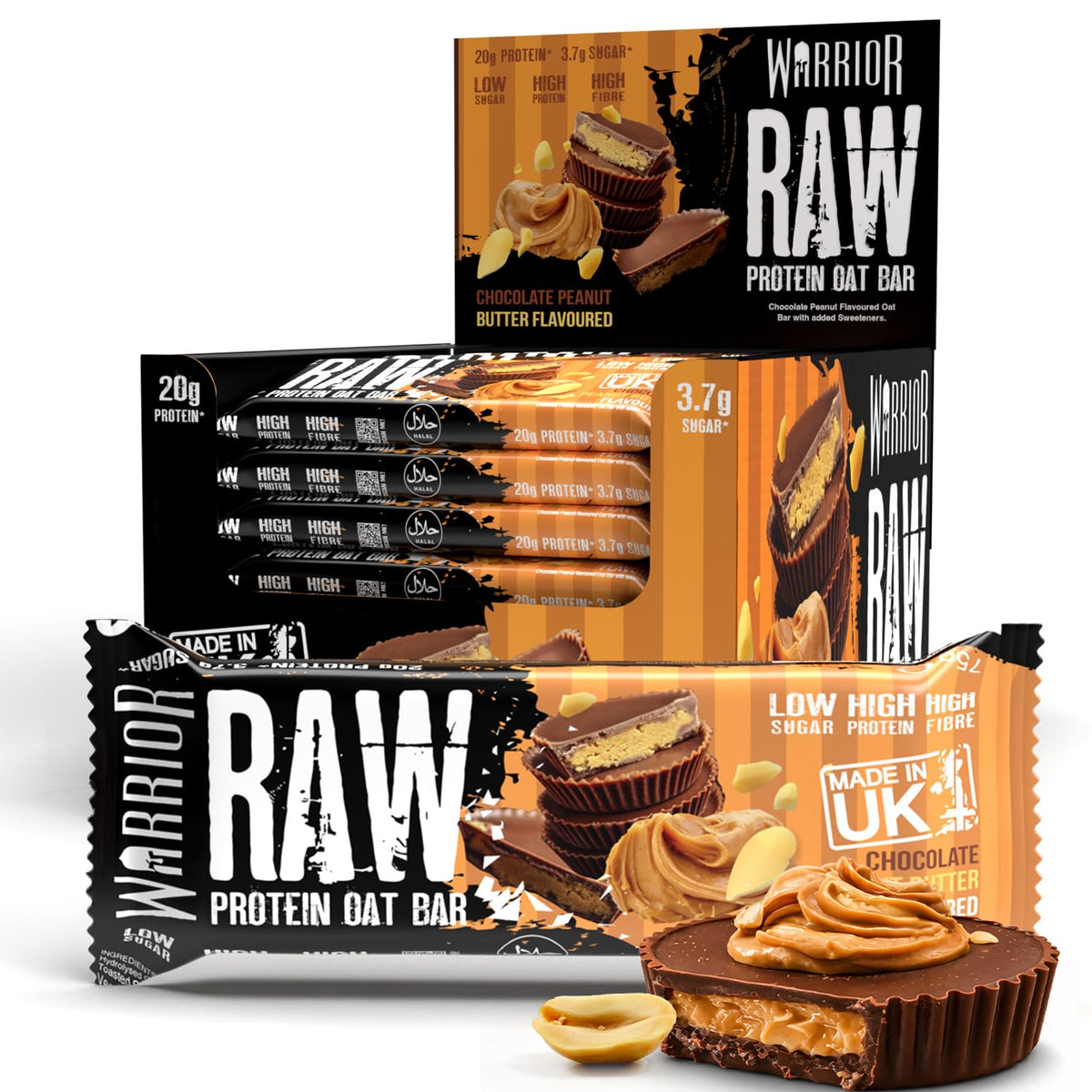 Warrior RAW Protein Bars 12 x 75g High Protein Oat Flapjack Snack