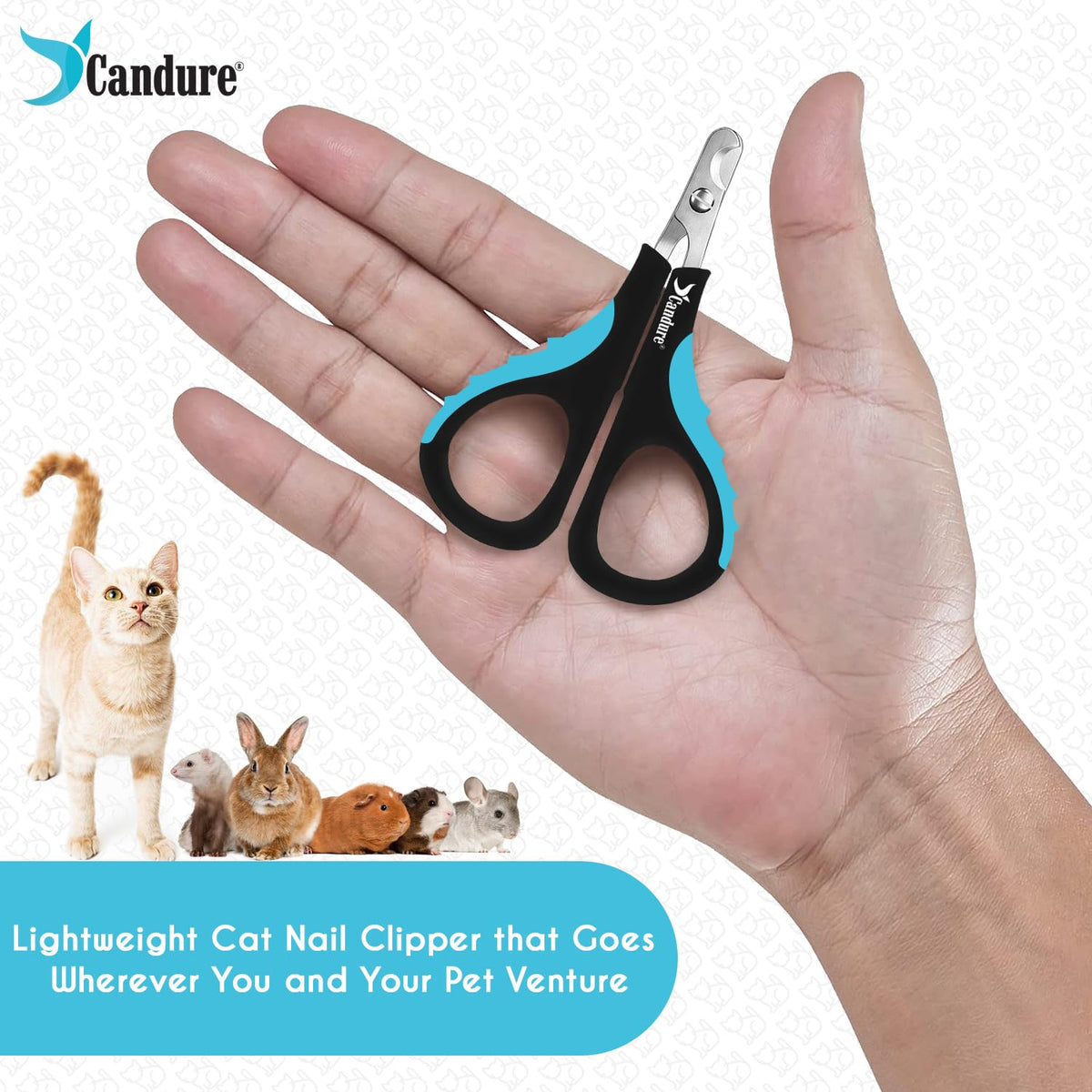 Candure Dog Nail Clippers for Large, Medium and Small Breed Professional Pet Nail Clipper Suitable for Cats, Rabbits and Guinea Pigs with Safety Lock (All Size Pets, Dark Blue)