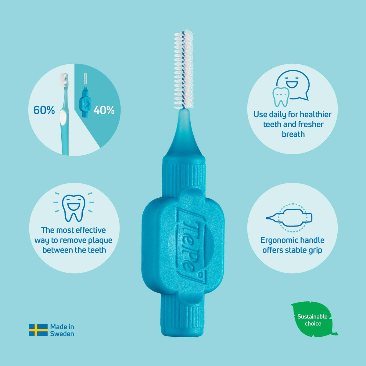 TePe Interdental Brush, Original, Blue, 0.6mm/ISO 3, 8pcs