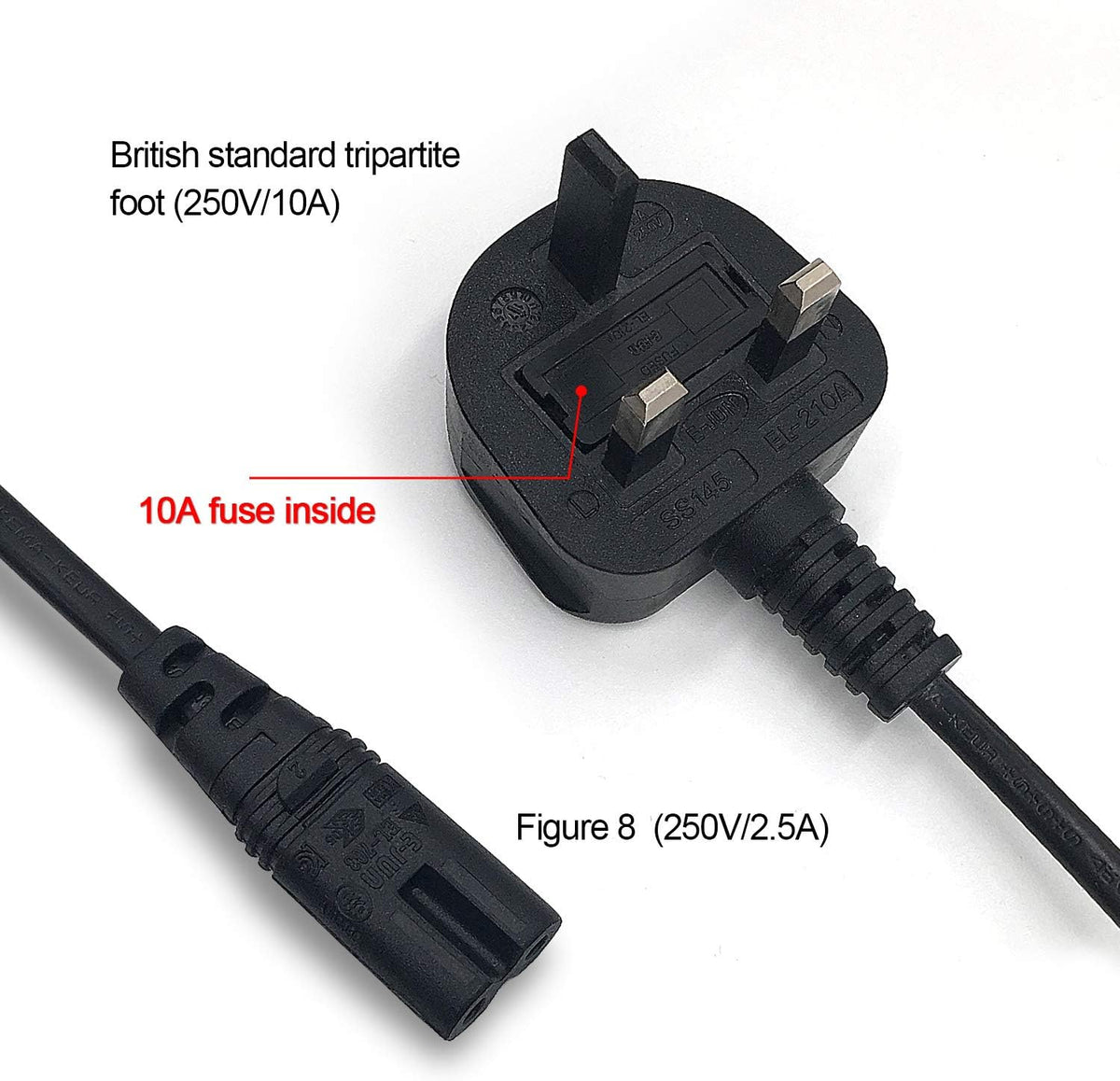 2 Pin Mains Power Lead Figure 8 IEC C7 Cable Compatible With Xbox One S Slim Game Console, Xbox One X, Sony PS2 PS3 PS4 (Slim Edition), PSP, PSV, HP/Samsung/Sony/Acer/Asus/Lenovo/MSI Laptop