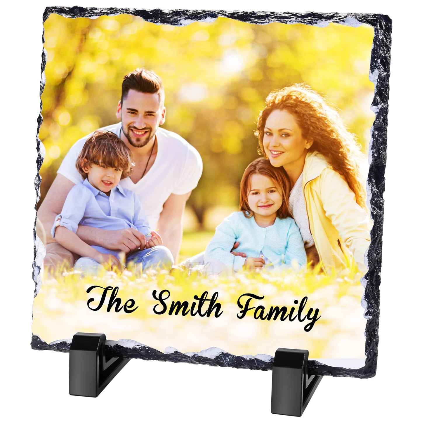 Personalised Memorial Plaque, Custom Rock Slate Frame with Photo Text, Customised Memorial Gifts for Loss of Loved One, Cemetery Decorations for Grave