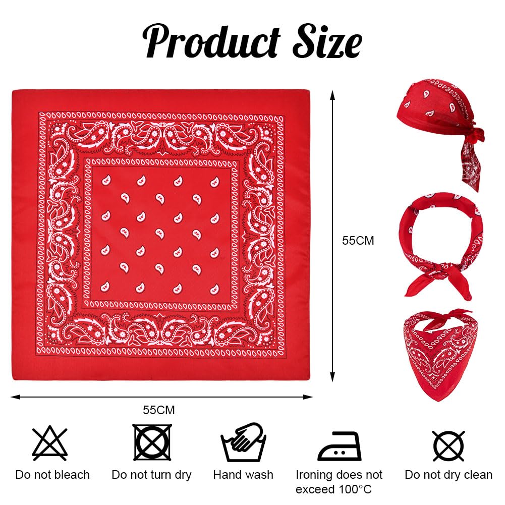 Aomig Bandana Head Scarf for Men and Women, Stylish Cowboy Headband Handkerchief, Multi-purpose Hair Scarf Paisley Print Unisex Headwraps, Bib Party Face Covering Headwear for Motorcycling