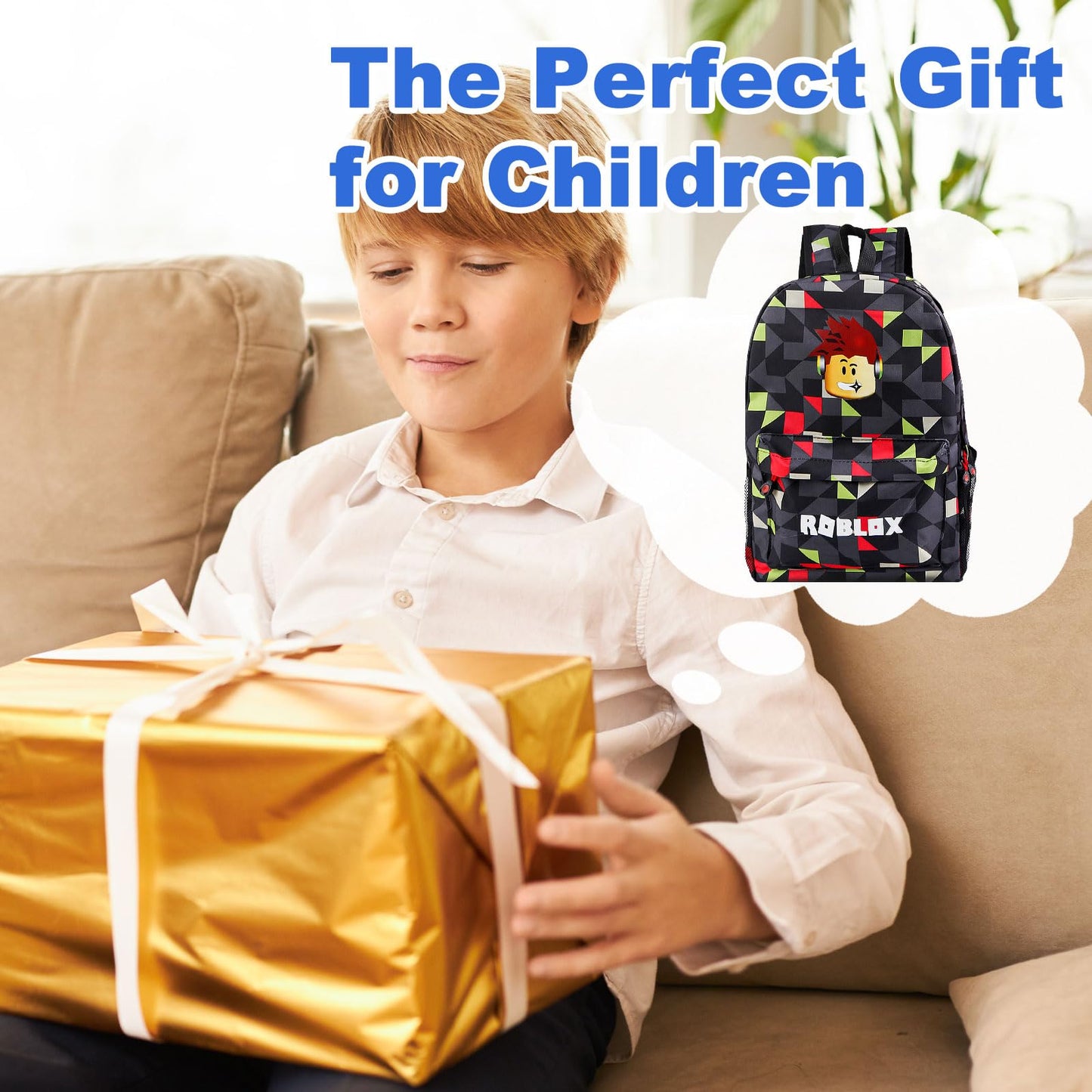 yumcute De-mn Backpack Kids, Teen Game School Bags, Children Primary Schoolbag, Children's School Backpack, 17 Inch Large Capacity Travel Rucksack Waterproof Boys Girls Book Bags for Aged 3-12 Years