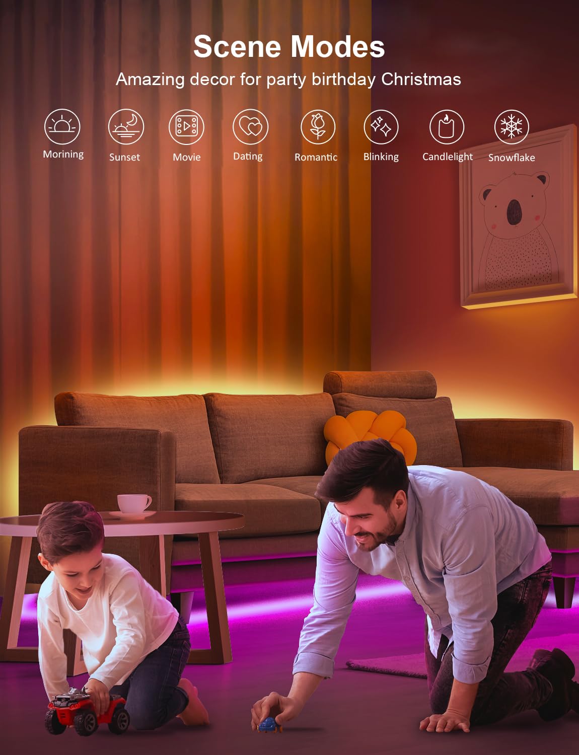 Nexillumi 10M LED Strip Lights, Smart Bluetooth Light Strips with App & Remote, Colour Changing LED Tape Lights, Music Sync Dimmable RGB Lighting for Bedroom, Living Room, Kitchen, Ceiling & Party