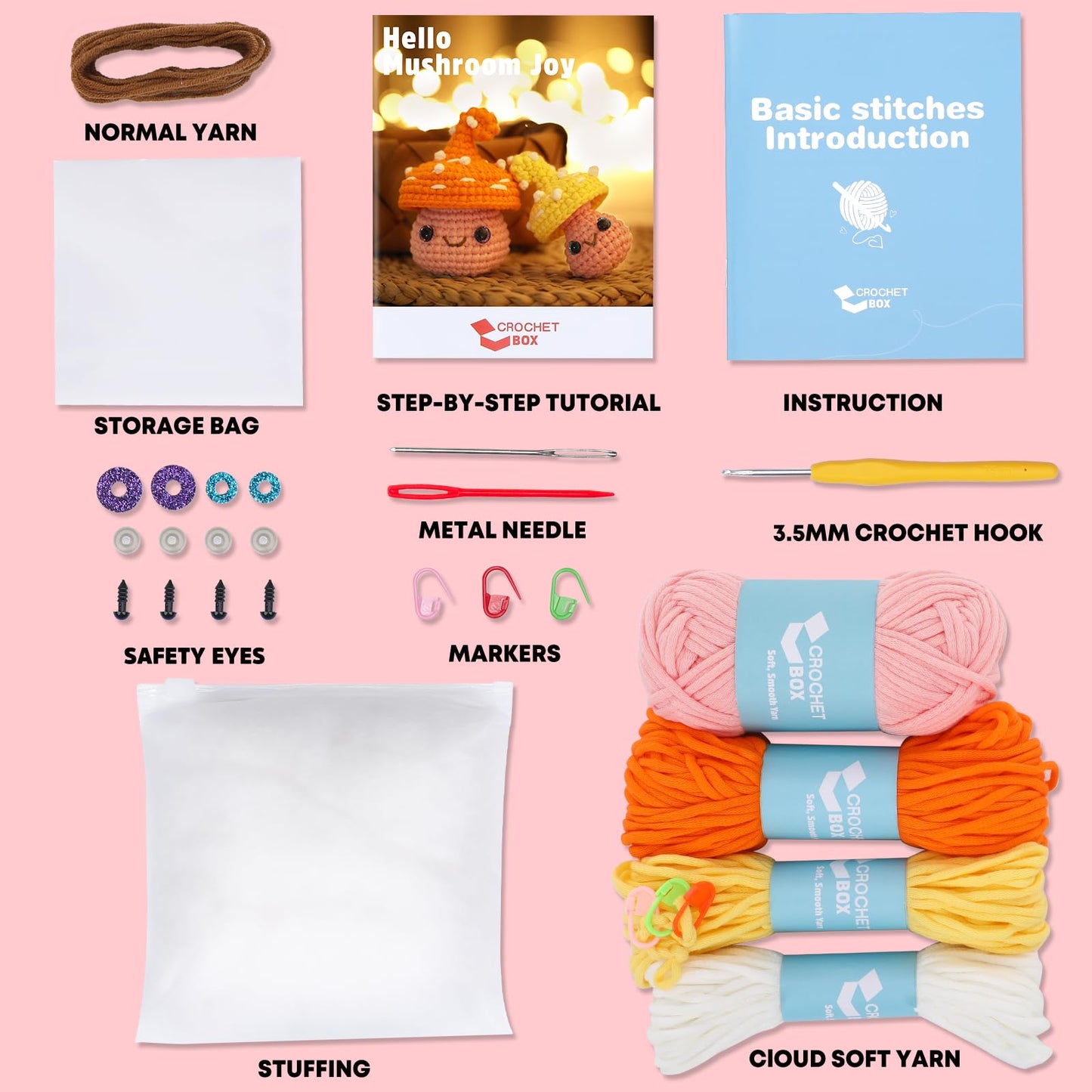 CROCHET BOX Complete Crochet Kit for Beginners - Highland Cow Crochet Kit, Include Video Tutorial, Instruction, Soft Yarn, Birthday Gift for Adults.