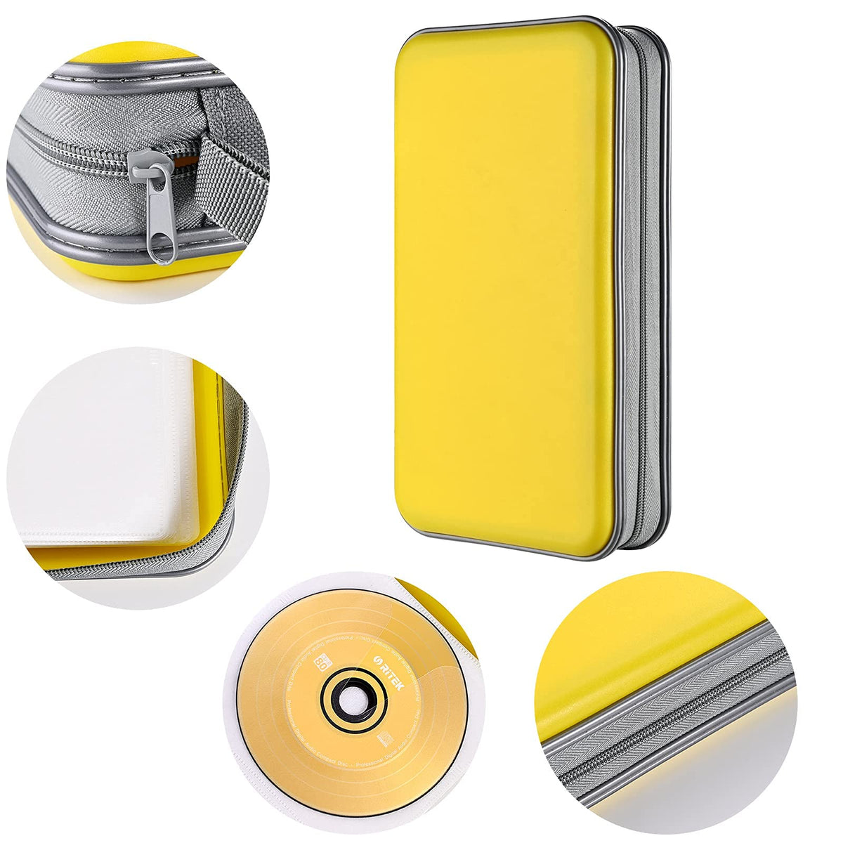 LIOVODE DVD Case, 96 Capacity CD Case Holder Organizer Disc Wallet for Car