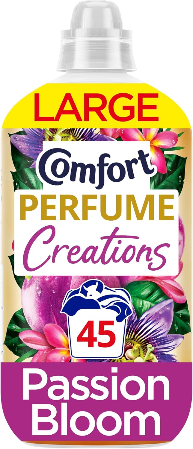 Comfort Perfume Creations Passion Bloom Fabric Conditioner with Motion-Activated Fragrance Technology 100 Days of Freshness 45 washes (1.35 L)