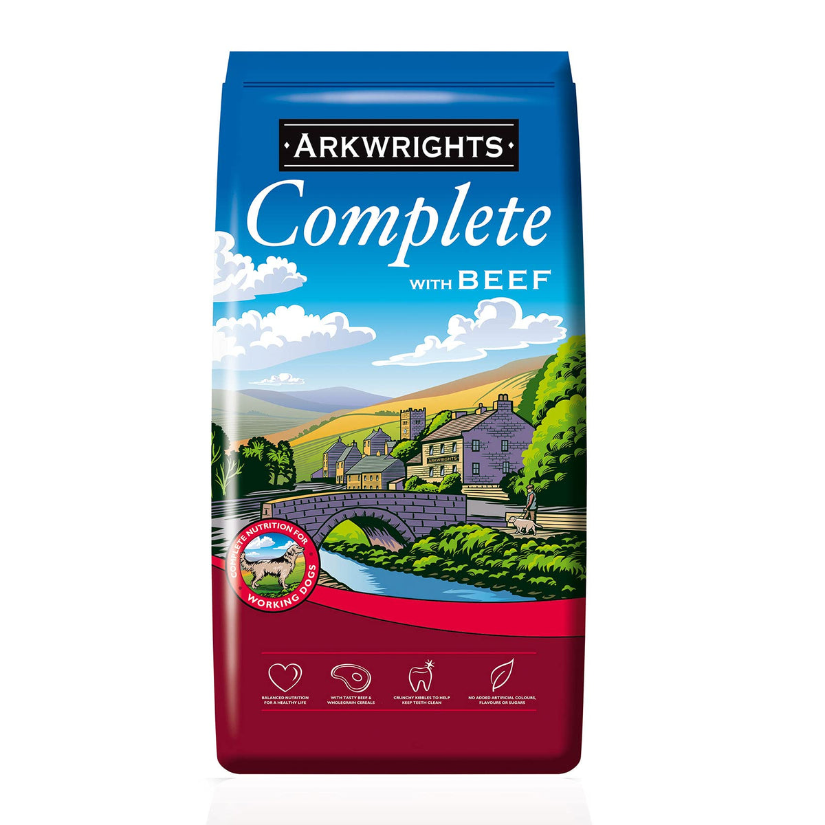 Arkwrights Complete with Beef Dry Dog Food 15kg - Complete Nutrition for Working and Sporting Adult Dogs - Healthy, Nutritious Dry Dog Biscuits