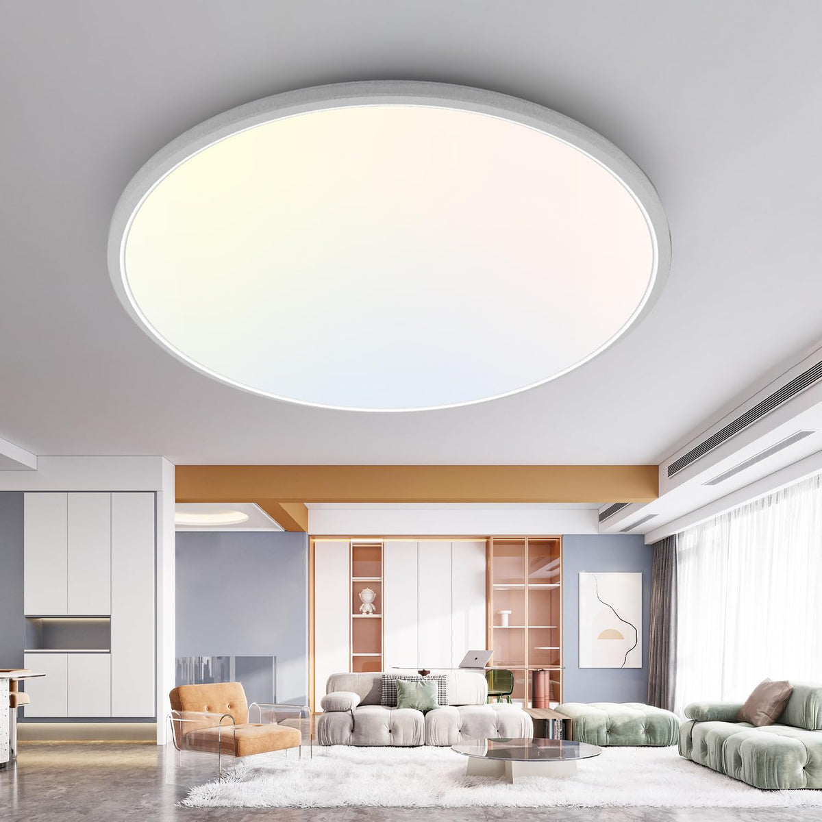 slochi Bathroom Light, 3000K/4000K/6500K 3 Color Temperature, Waterproof, Round, Modern, Flush Ceiling Light for Bathroom, Kitchen, Bedroom, Hallway and MoreØ18CM(Gold)