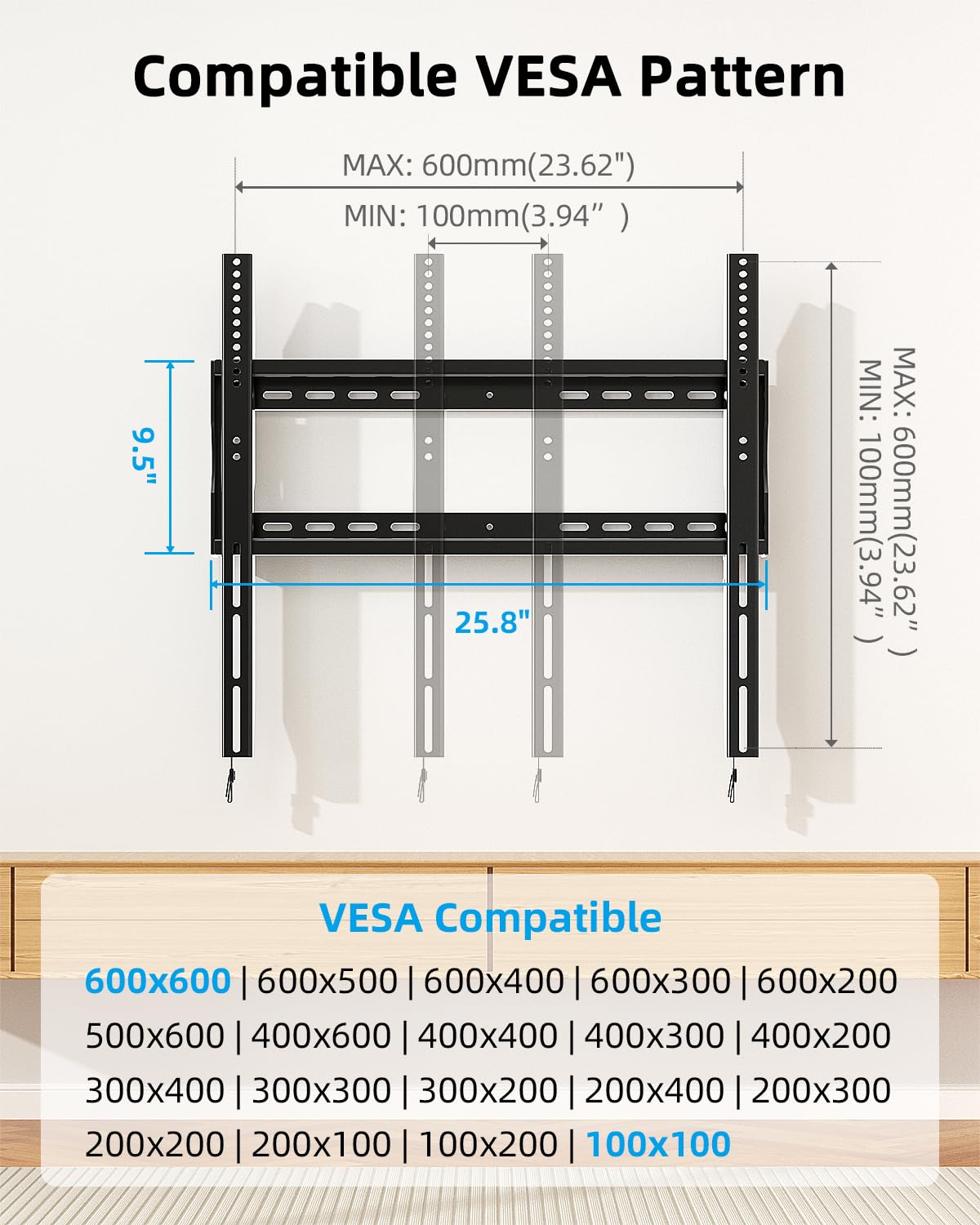 HOME VISION Heavy Duty Fixed TV Wall Bracket for 32-86 Inch Flat Screens