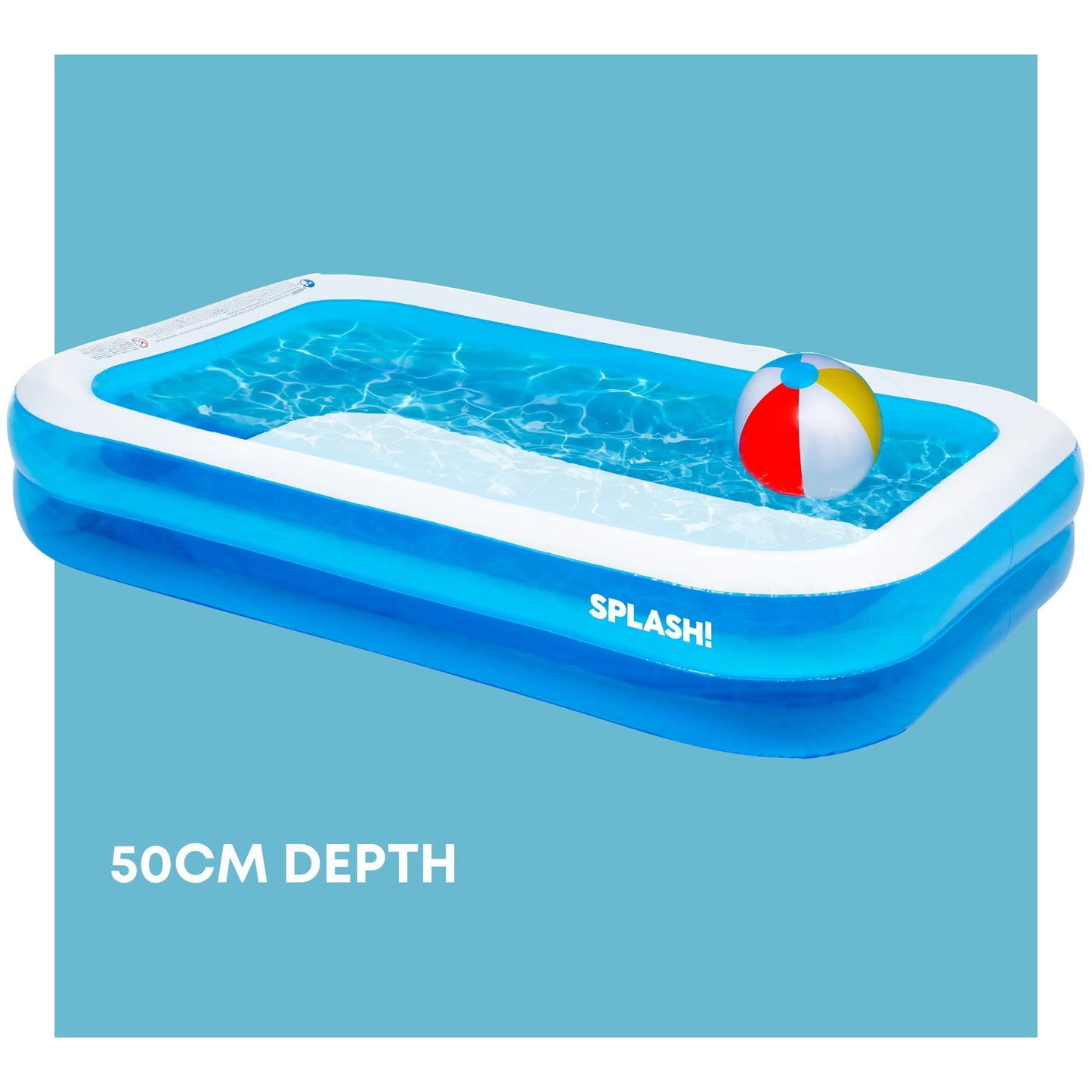 SPLASH! 8.5ft Rectangular Inflatable Swimming Pool — 780 Litre Capacity
