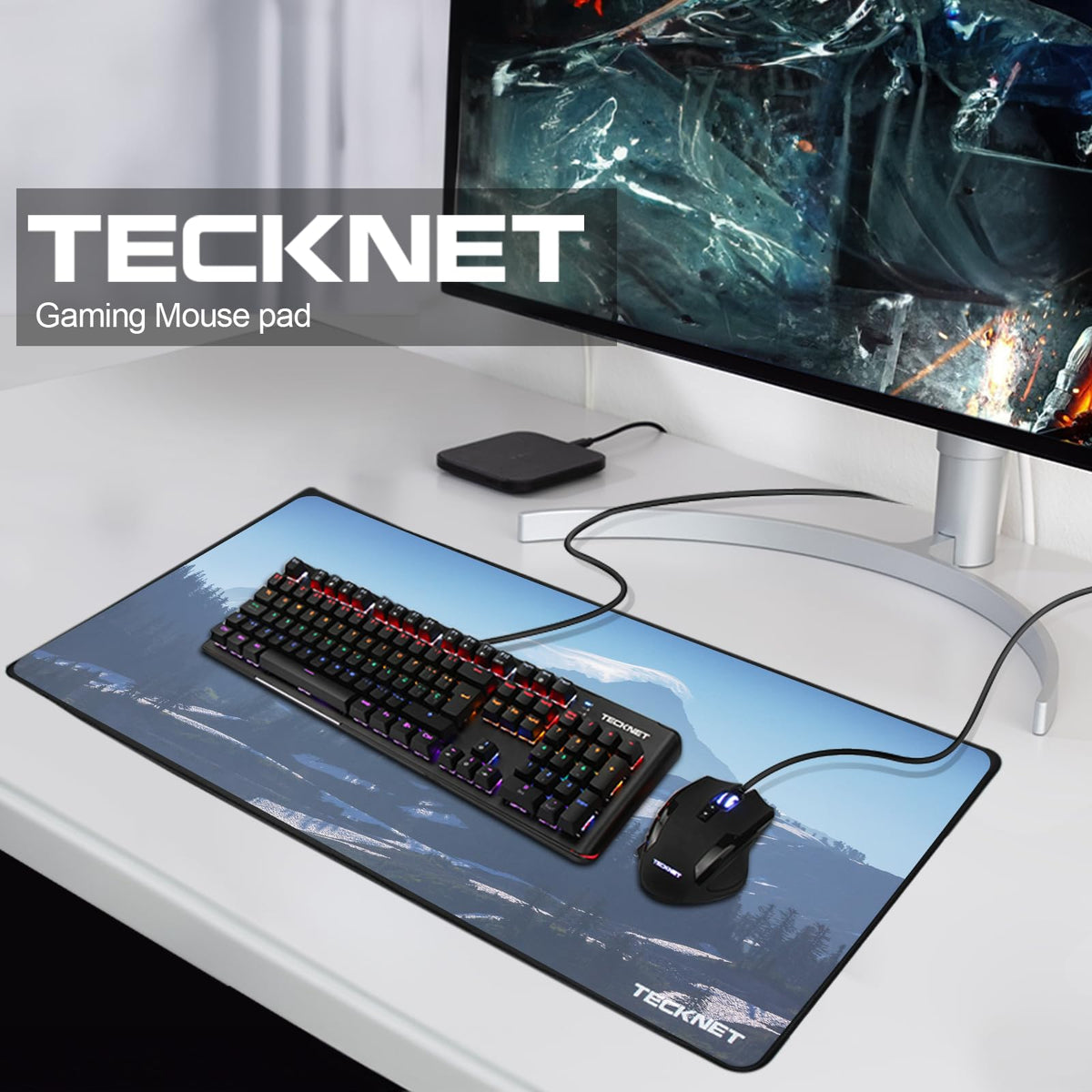 TECKNET Gaming Mouse Mat, 900x400x3mm Large Mouse Pad - Black