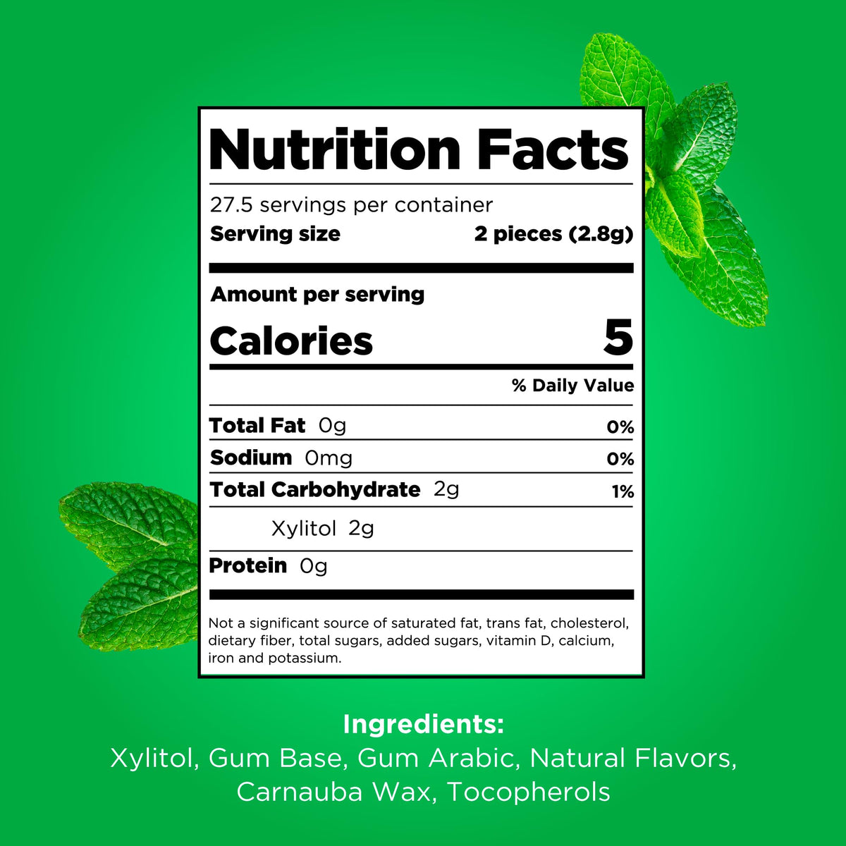 PUR Gum, Spearmint, Xylitol Gum, No Artificial flavour, 55 Count