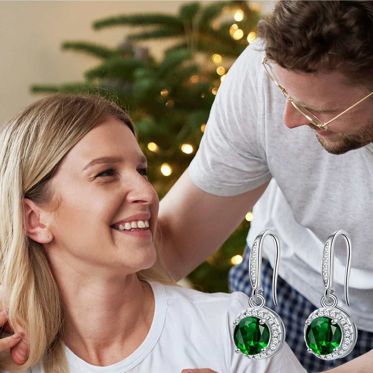 Birthstone Drop Earrings for Women, Silver Plated Dangle Earrings