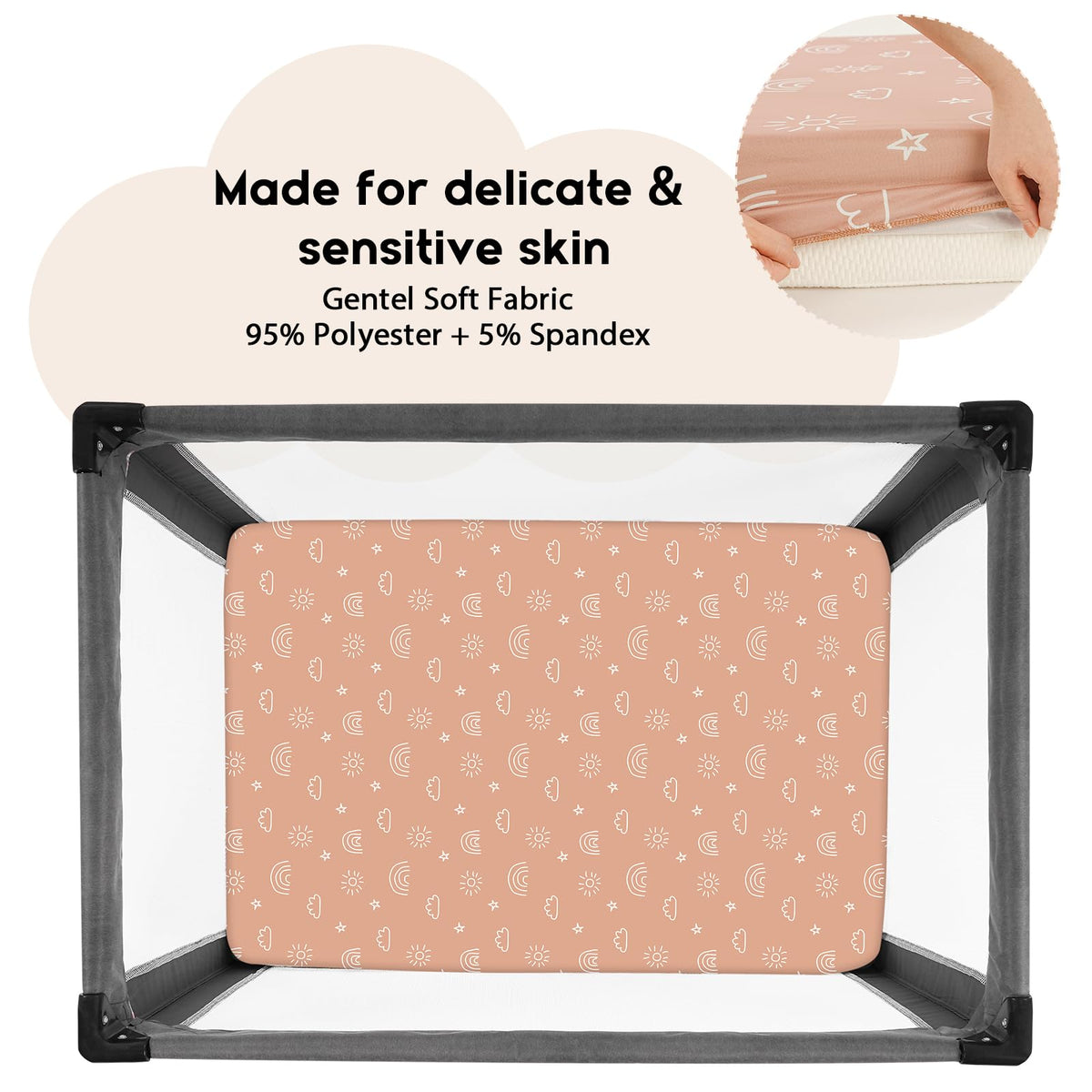Yoofoss Moses Basket Sheets 41 x 84 cm, Fitted Soft & Breathable Microfiber Pram Sheet for Newborn Baby Boy and Girl, Crib Bassinet Mattress Protector Snuzpod Bedside 2 Pack