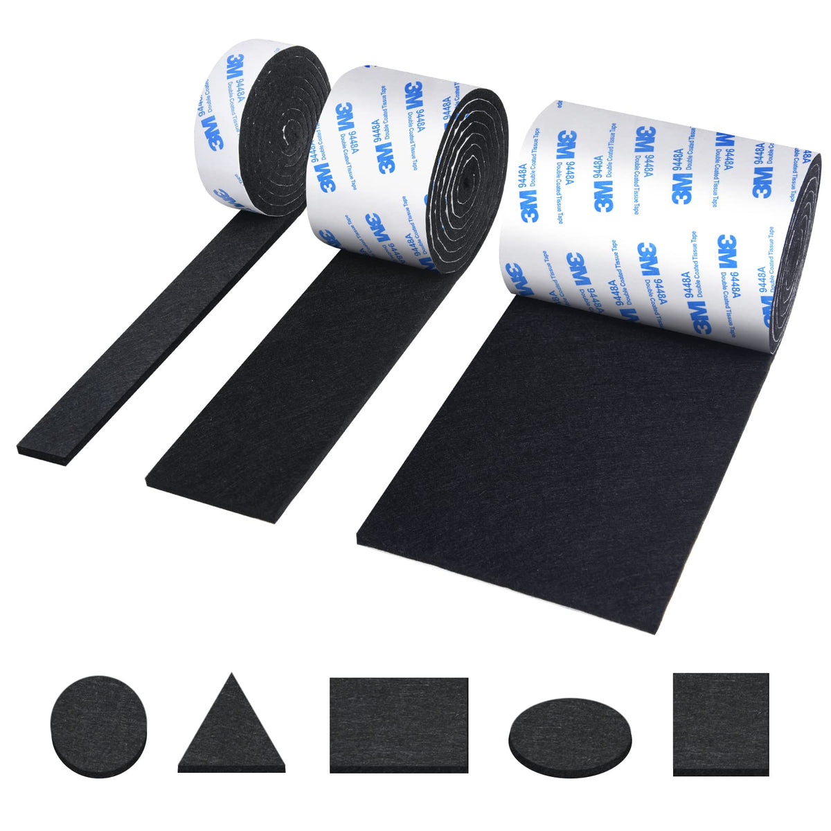 Vicloon Furniture Pad, 3 Rolls Floor Protectors for Furniture Feet (120x10x0.5cm+120x2x0.5cmx2), Felt Pads Tailorable for Chair Feet Legs, Tiled, Cabinet, Hardwood Floor Protectors(Brown)