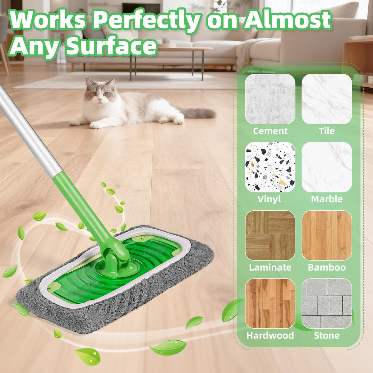 6 Pack Reusable Mop Pads Compatible with Flash Speed Mop, Microfiber Washable Speed Mop Refill Wipes, Dry & Wet Sweeping Mopping Cloths (Yellow-Green + Sky Blue)
